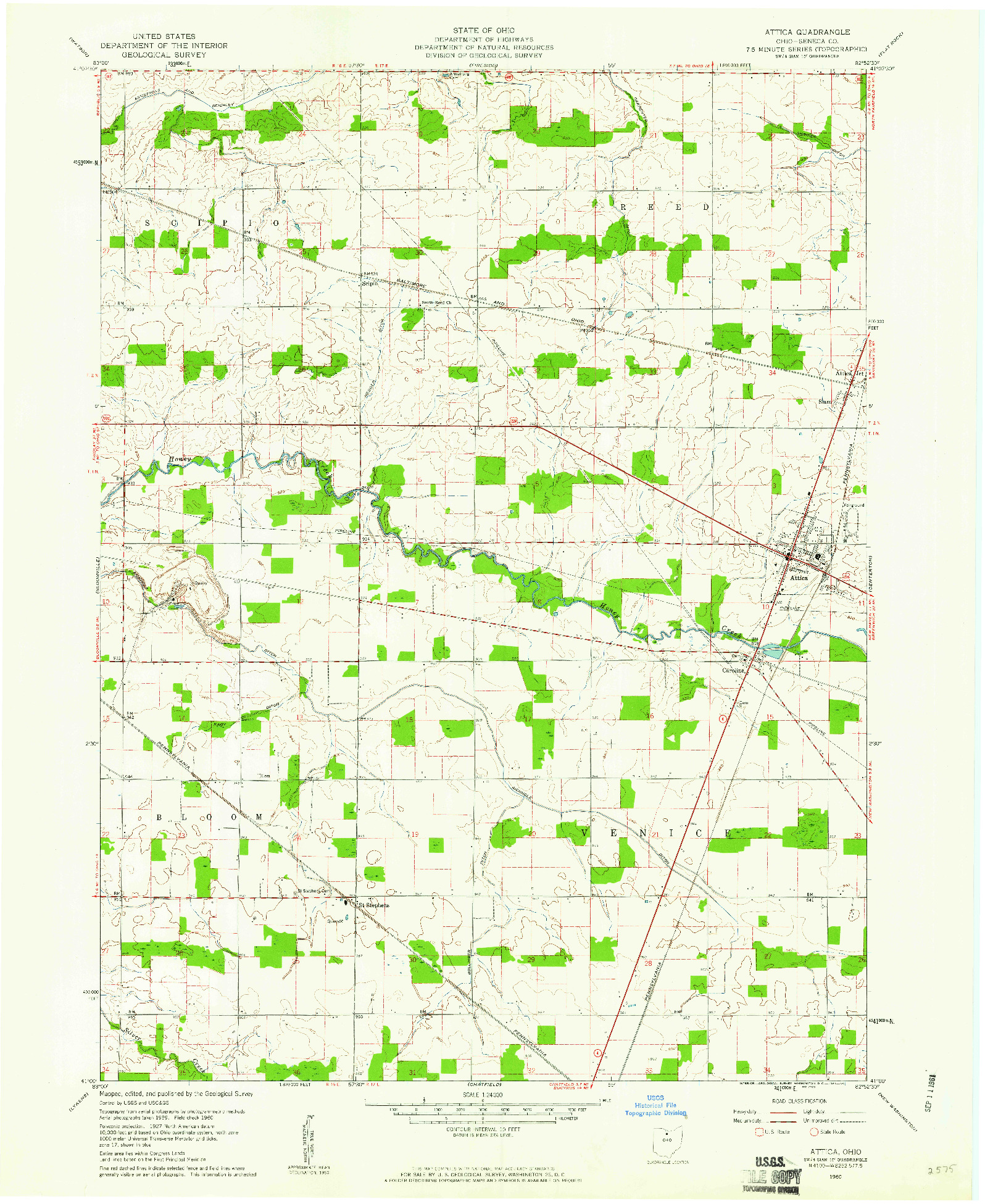 USGS 1:24000-SCALE QUADRANGLE FOR ATTICA, OH 1960