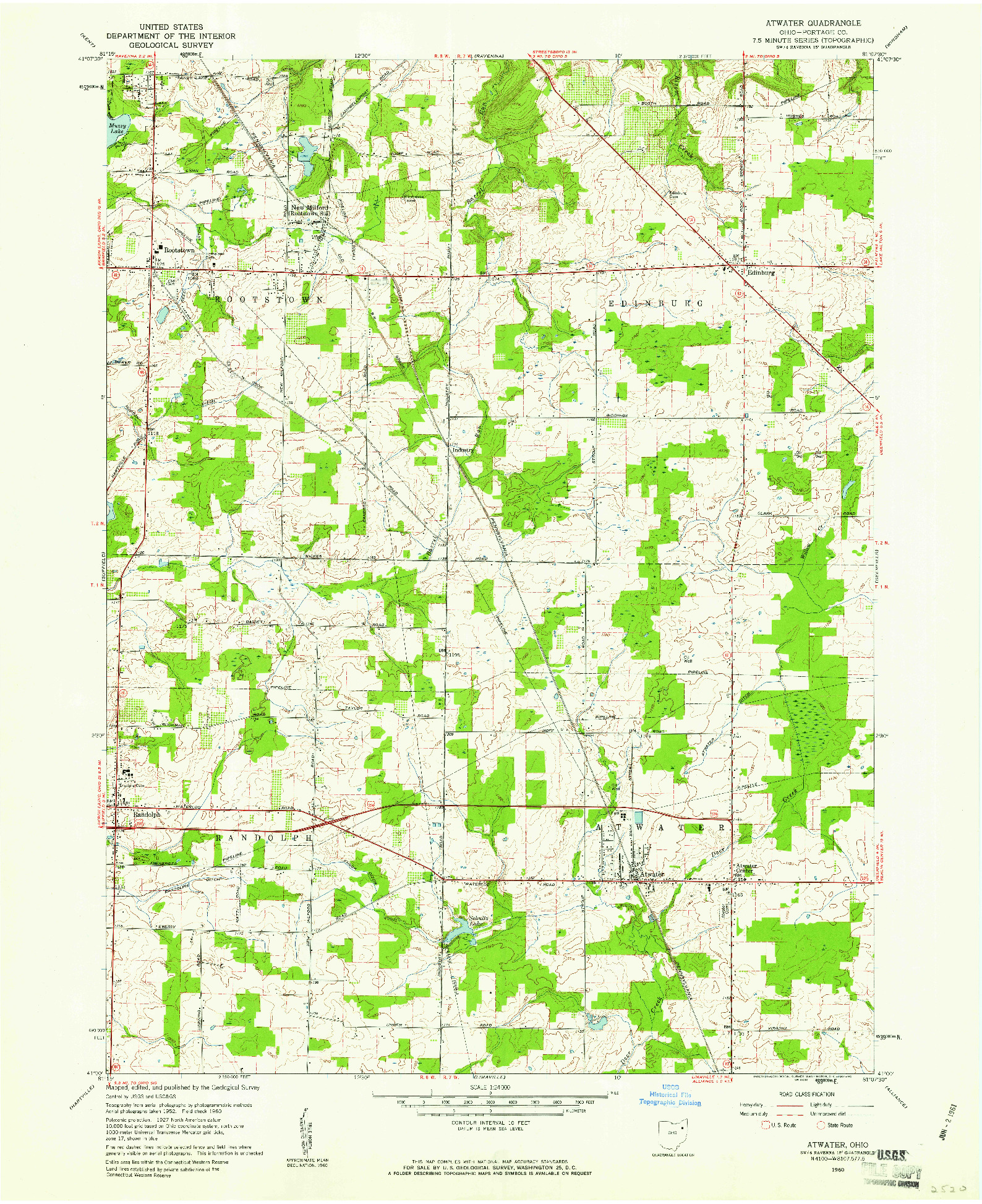 USGS 1:24000-SCALE QUADRANGLE FOR ATWATER, OH 1960
