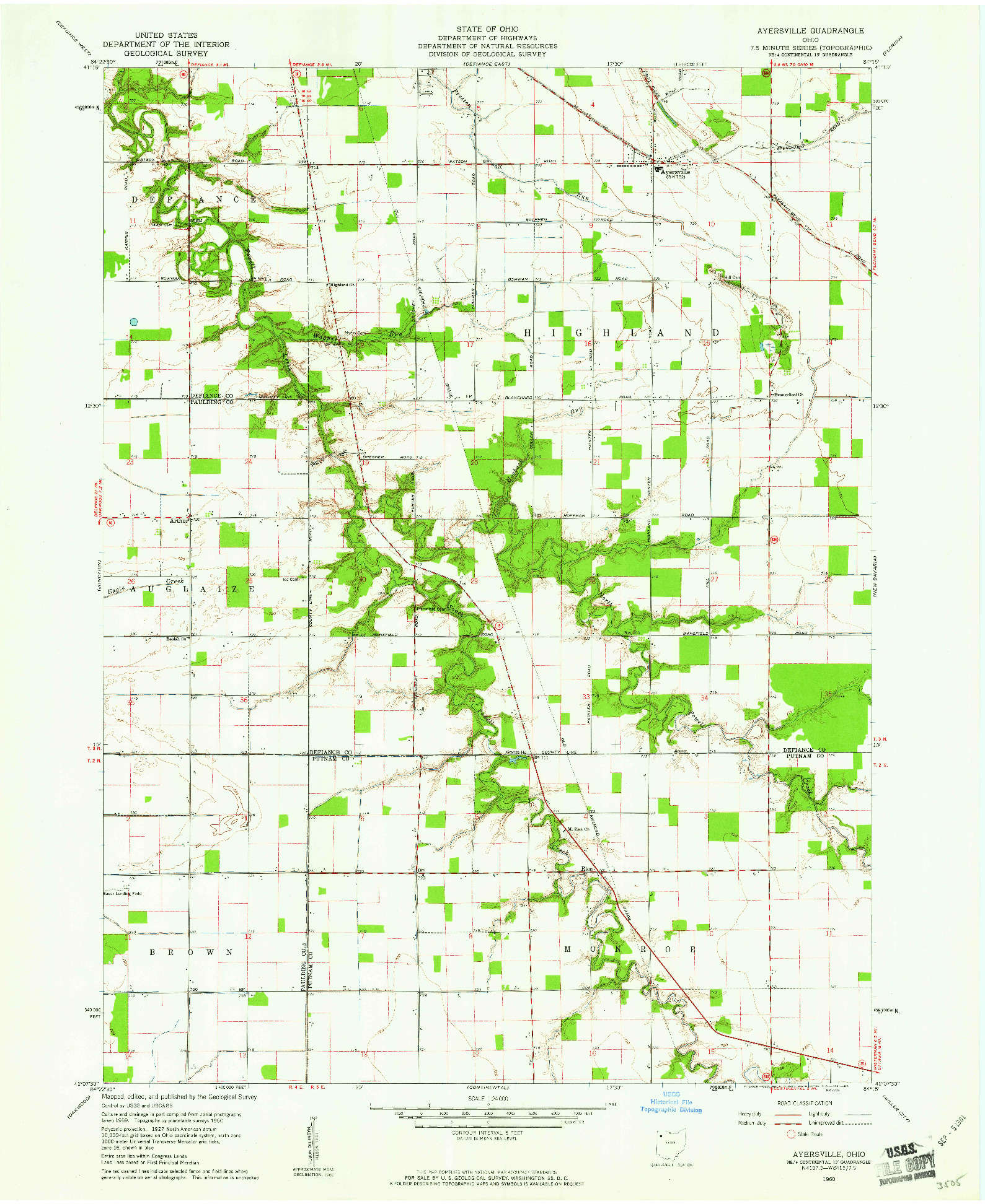 USGS 1:24000-SCALE QUADRANGLE FOR AYERSVILLE, OH 1960