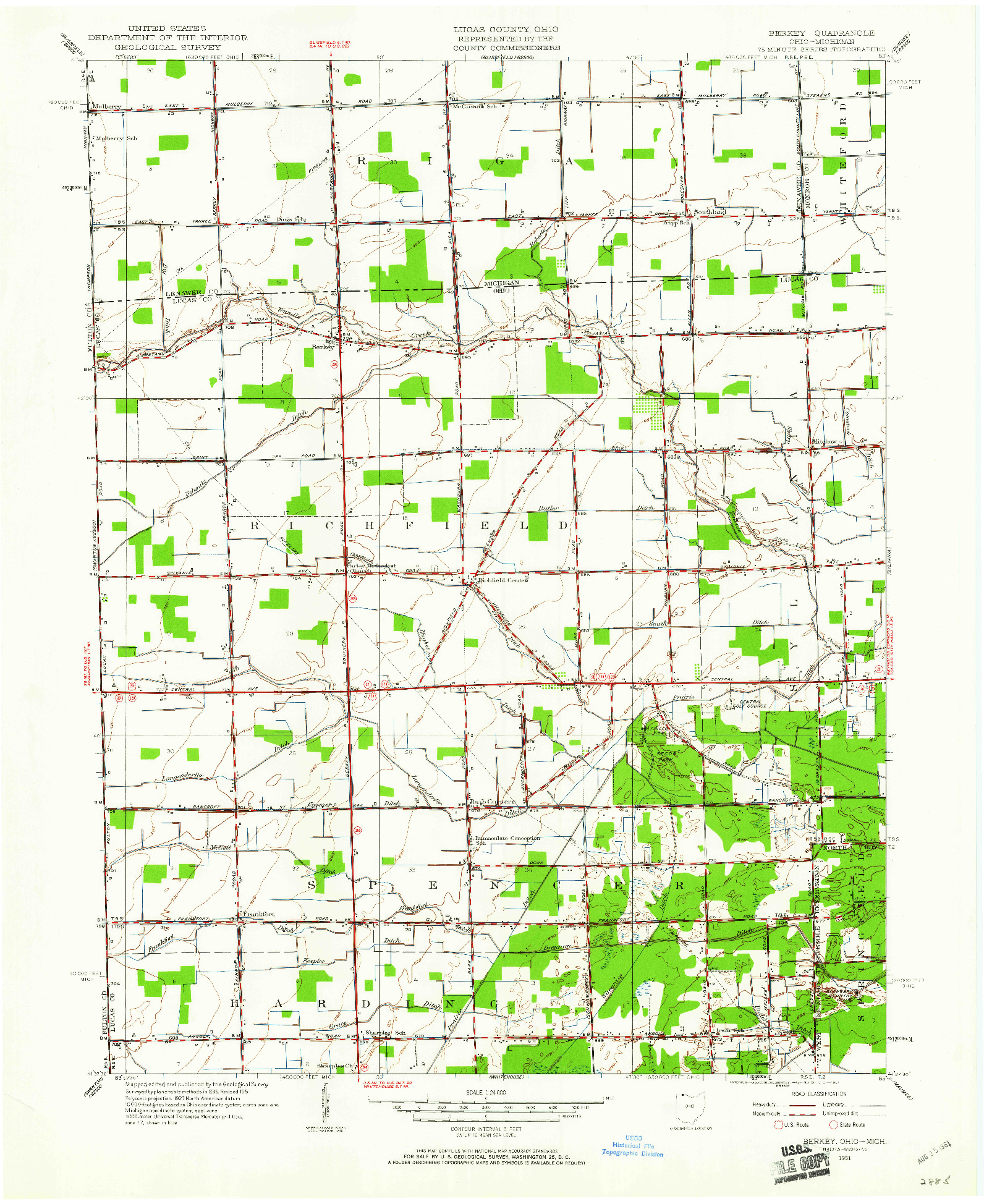 USGS 1:24000-SCALE QUADRANGLE FOR BERKEY, OH 1951