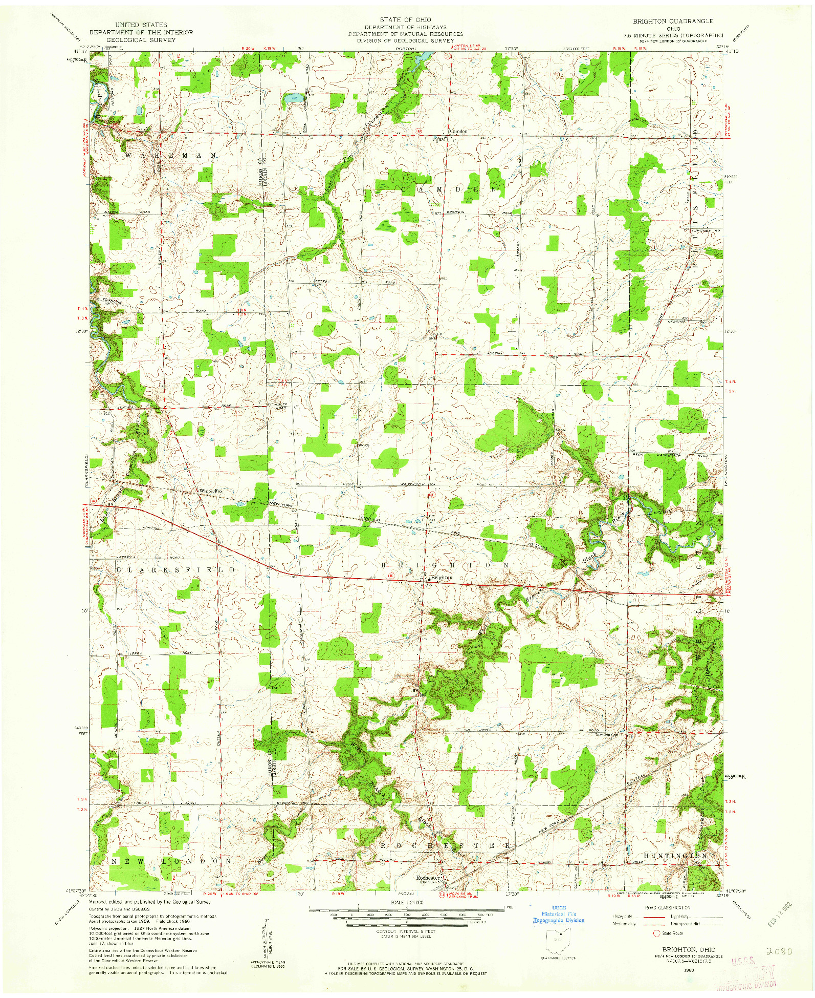 USGS 1:24000-SCALE QUADRANGLE FOR BRIGHTON, OH 1960