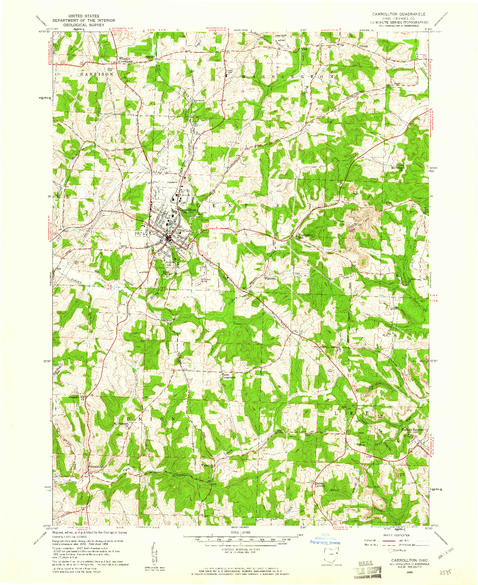 USGS 1:24000-SCALE QUADRANGLE FOR CARROLLTON, OH 1959