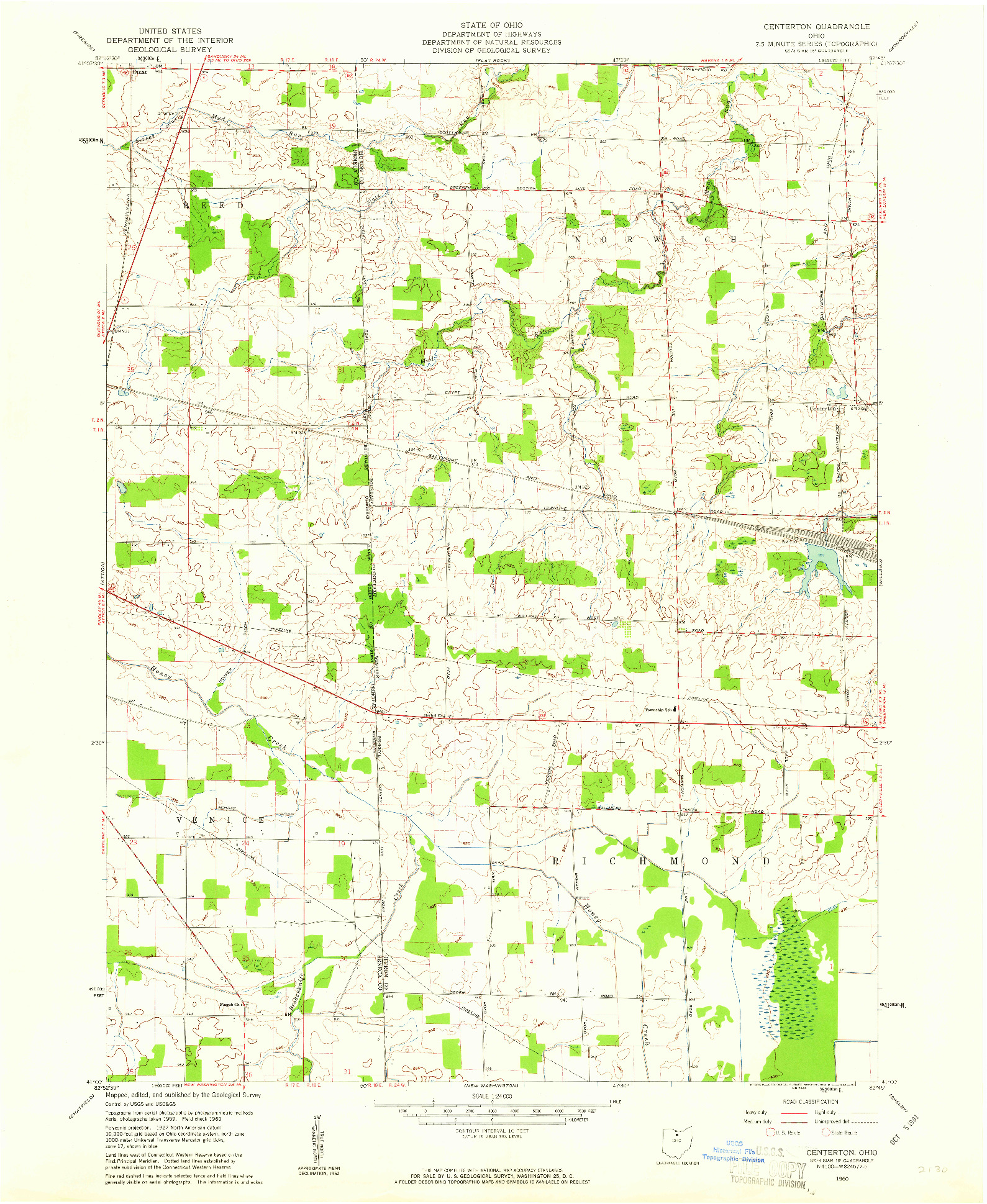 USGS 1:24000-SCALE QUADRANGLE FOR CENTERTON, OH 1960