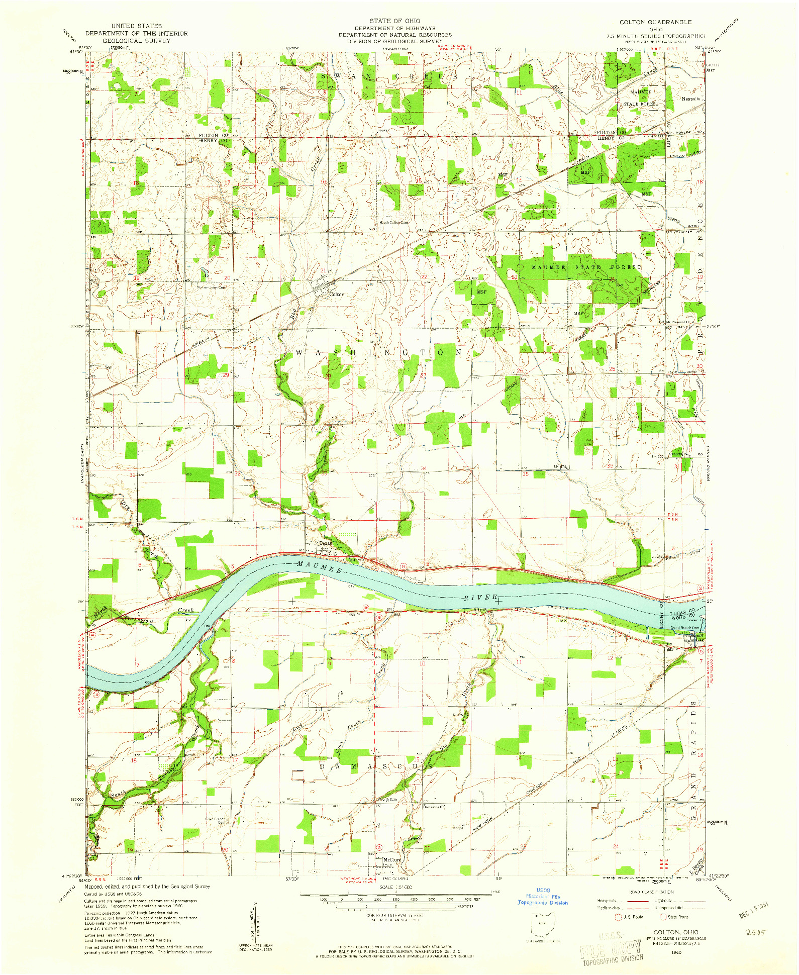 USGS 1:24000-SCALE QUADRANGLE FOR COLTON, OH 1960