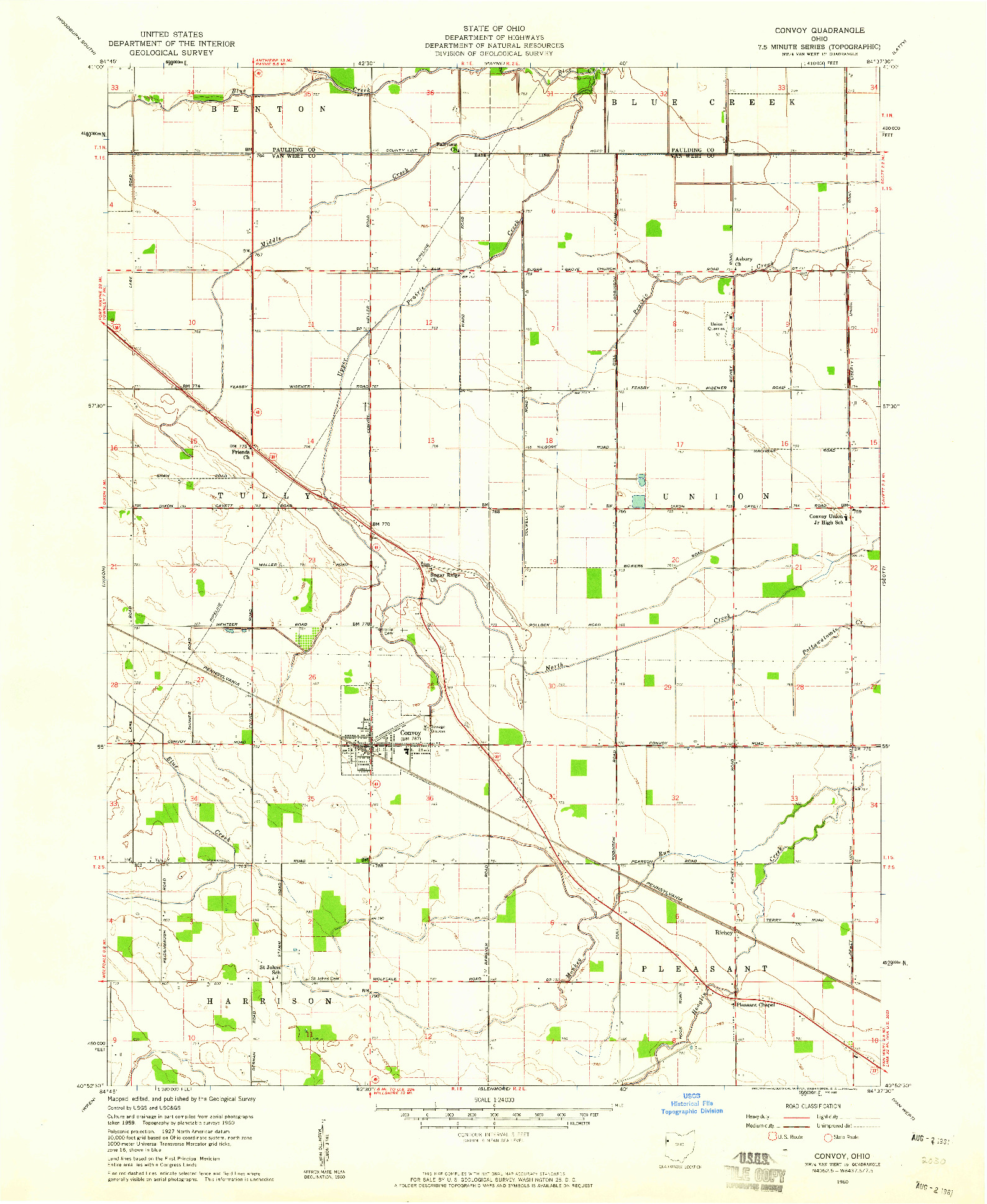 USGS 1:24000-SCALE QUADRANGLE FOR CONVOY, OH 1960