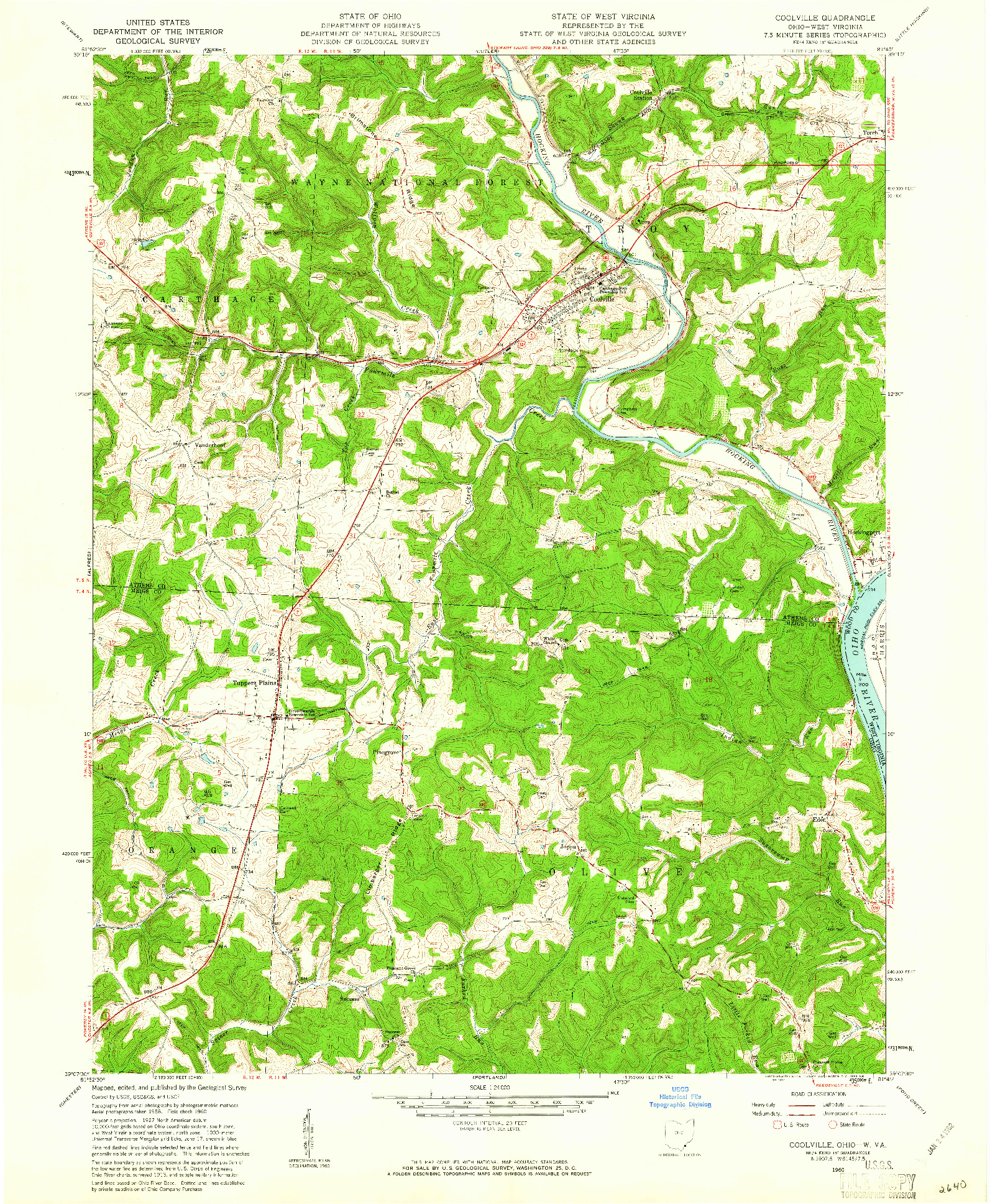 USGS 1:24000-SCALE QUADRANGLE FOR COOLVILLE, OH 1960