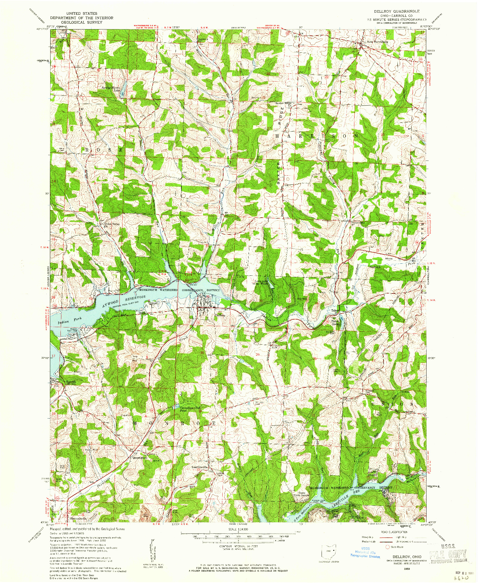 USGS 1:24000-SCALE QUADRANGLE FOR DELLROY, OH 1959