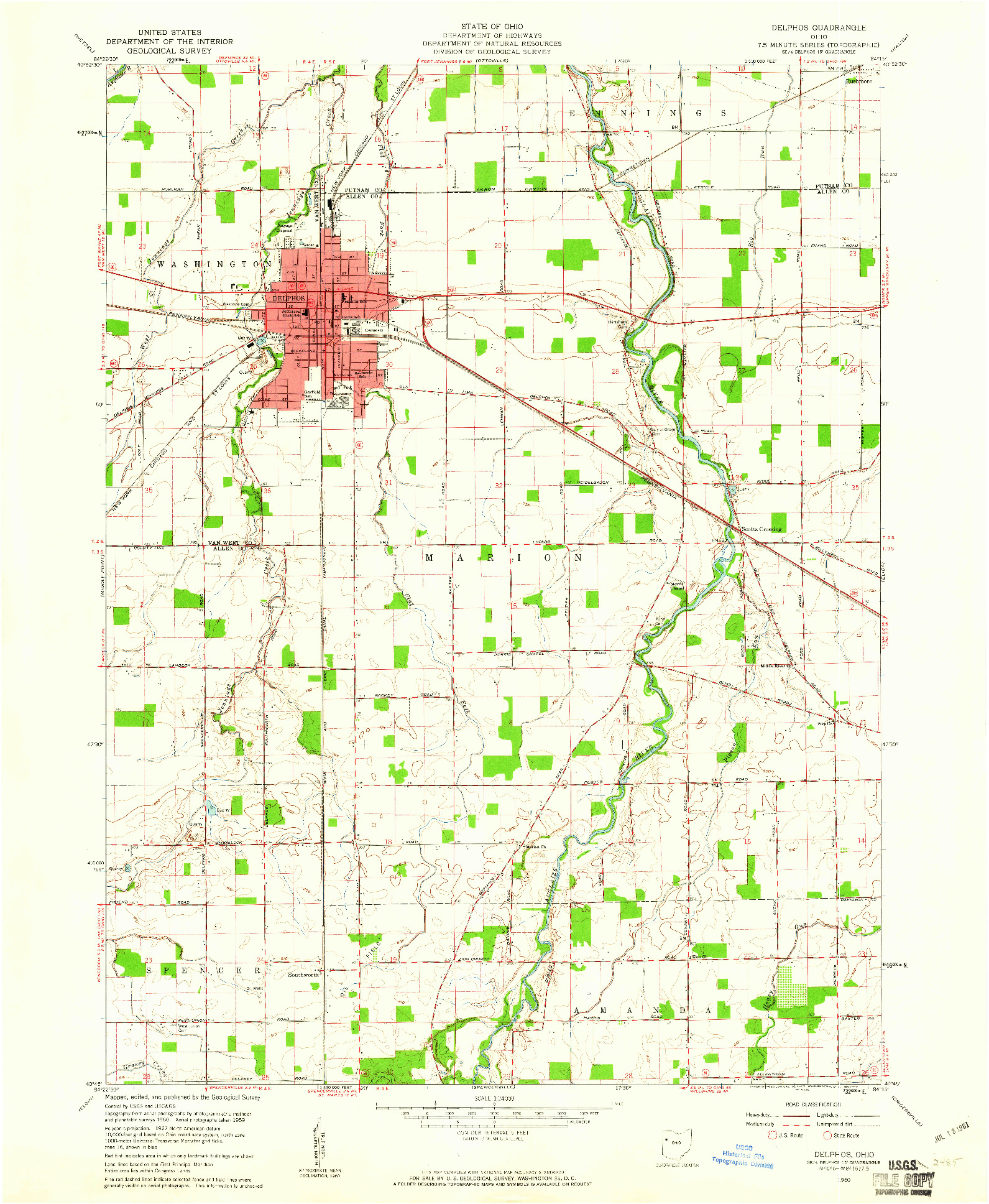 USGS 1:24000-SCALE QUADRANGLE FOR DELPHOS, OH 1960