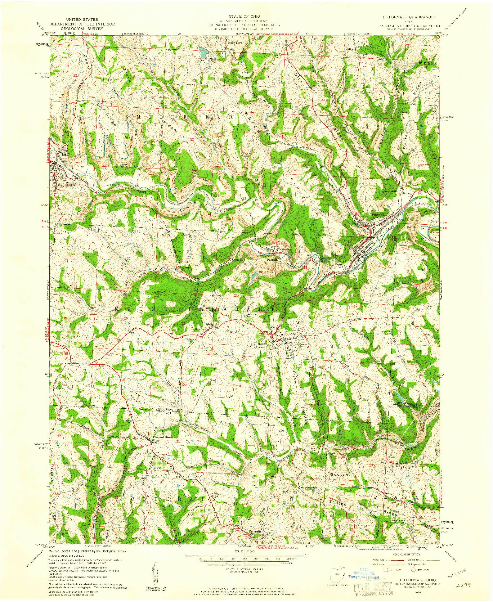 USGS 1:24000-SCALE QUADRANGLE FOR DILLONVALE, OH 1960