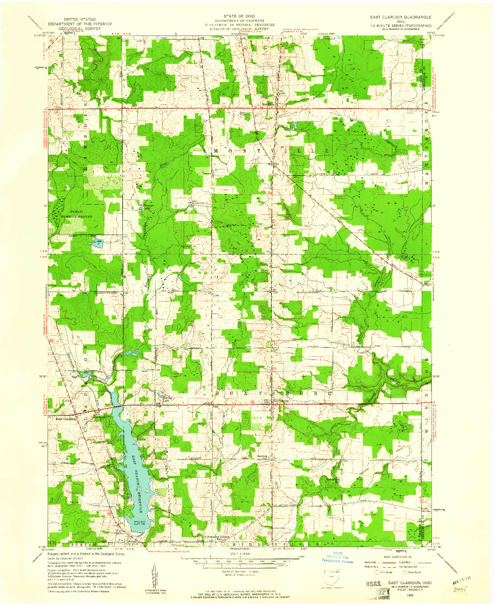 USGS 1:24000-SCALE QUADRANGLE FOR EAST CLARIDON, OH 1959