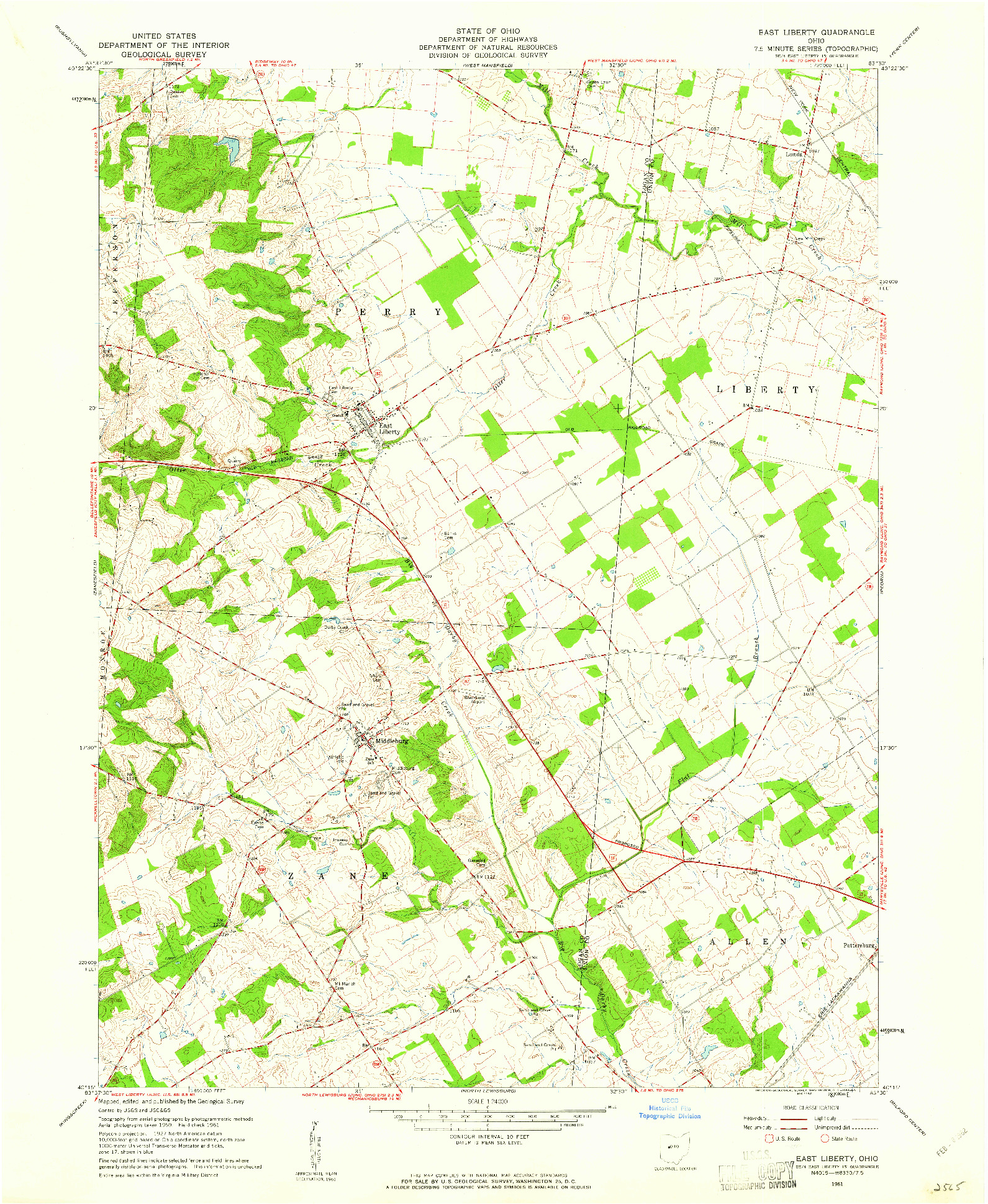 USGS 1:24000-SCALE QUADRANGLE FOR EAST LIBERTY, OH 1961