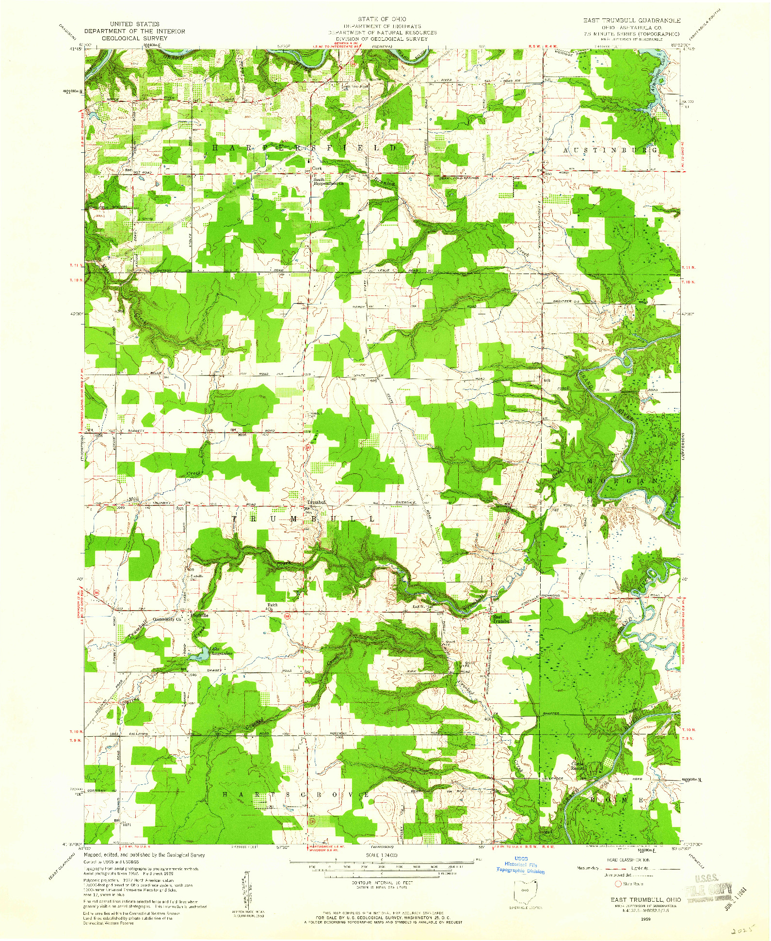 USGS 1:24000-SCALE QUADRANGLE FOR EAST TRUMBULL, OH 1959