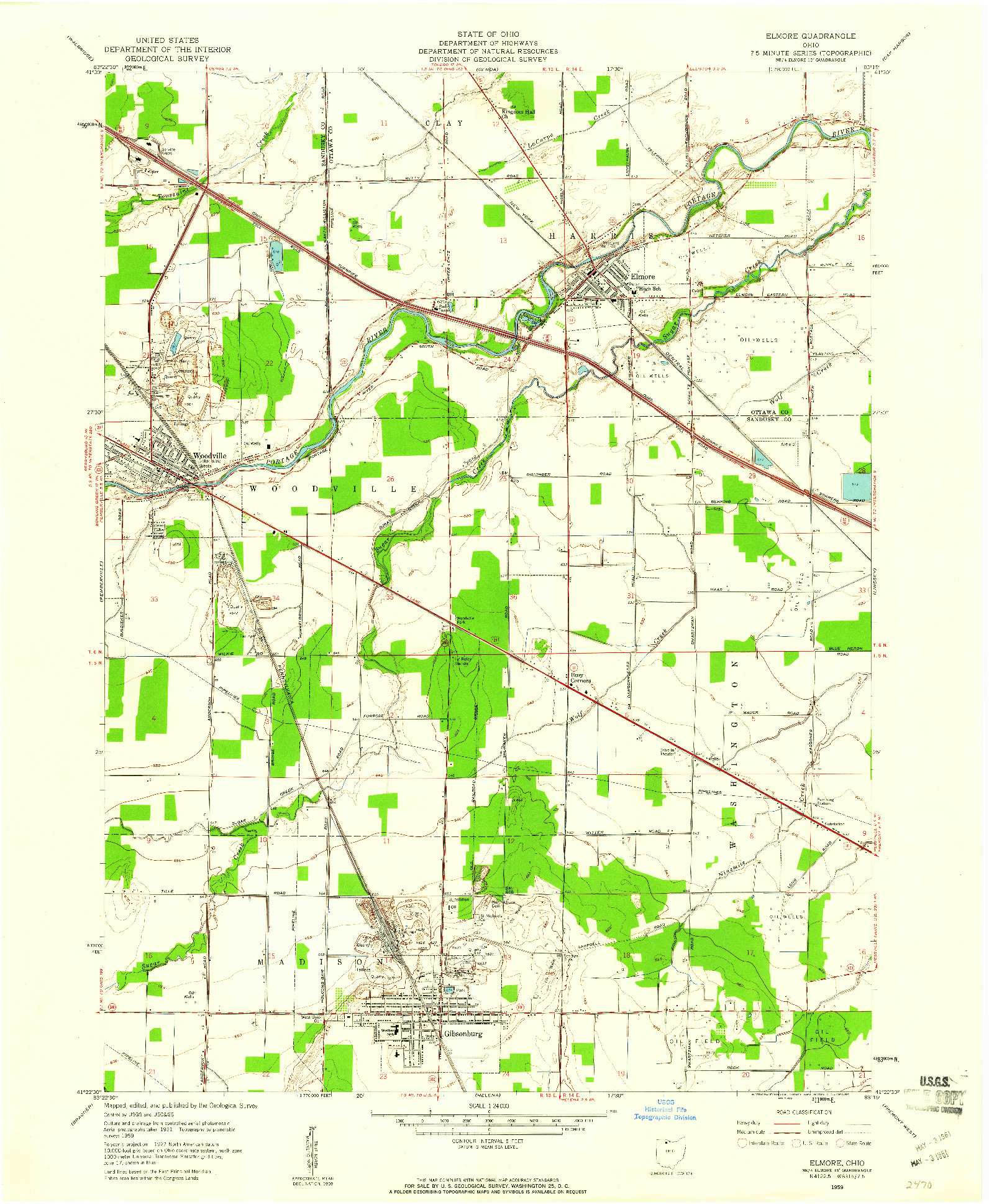 USGS 1:24000-SCALE QUADRANGLE FOR ELMORE, OH 1959