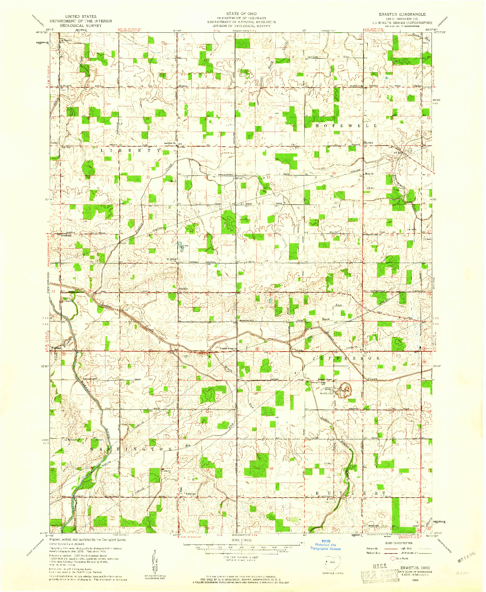 USGS 1:24000-SCALE QUADRANGLE FOR ERASTUS, OH 1960