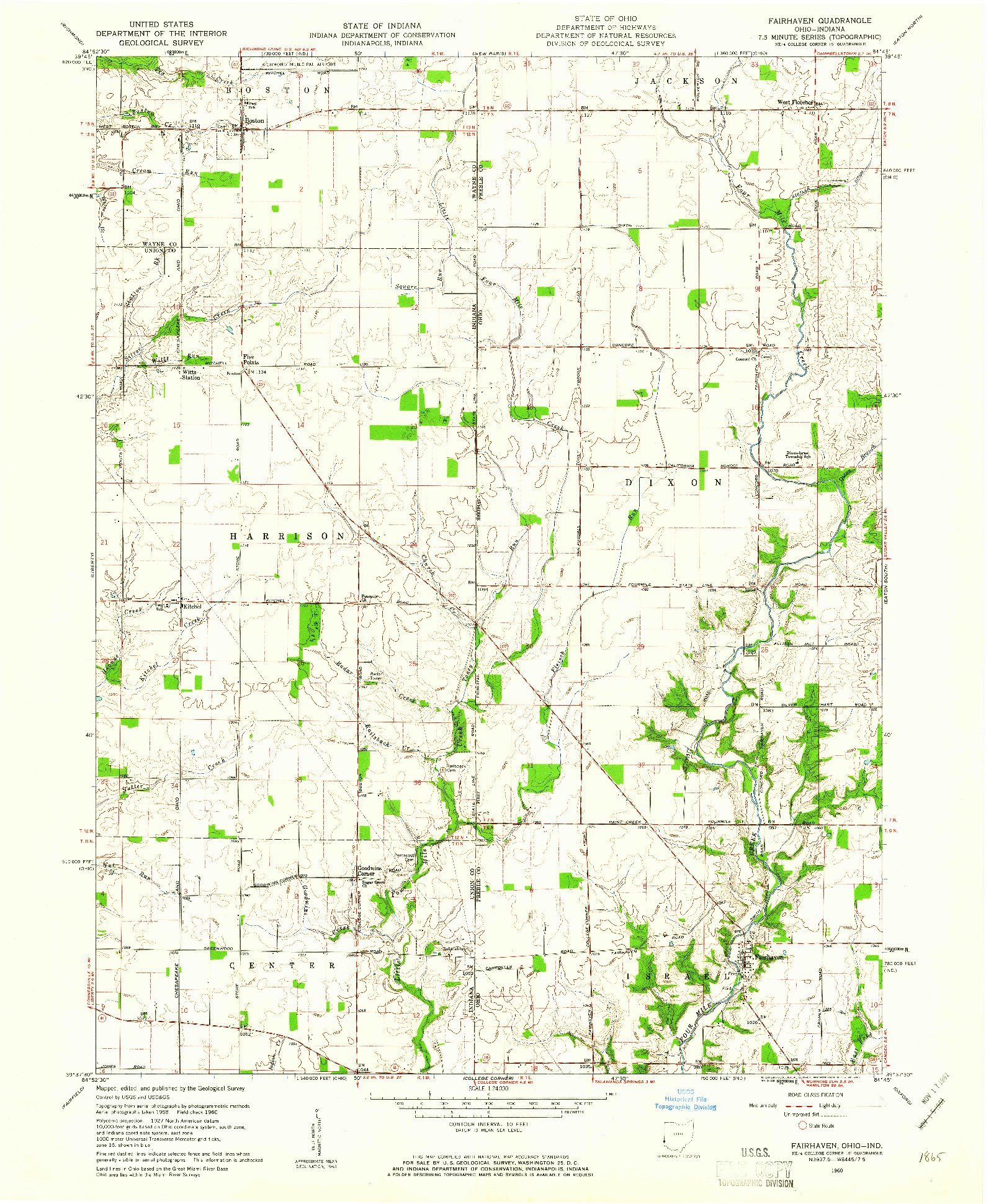 USGS 1:24000-SCALE QUADRANGLE FOR FAIRHAVEN, OH 1960