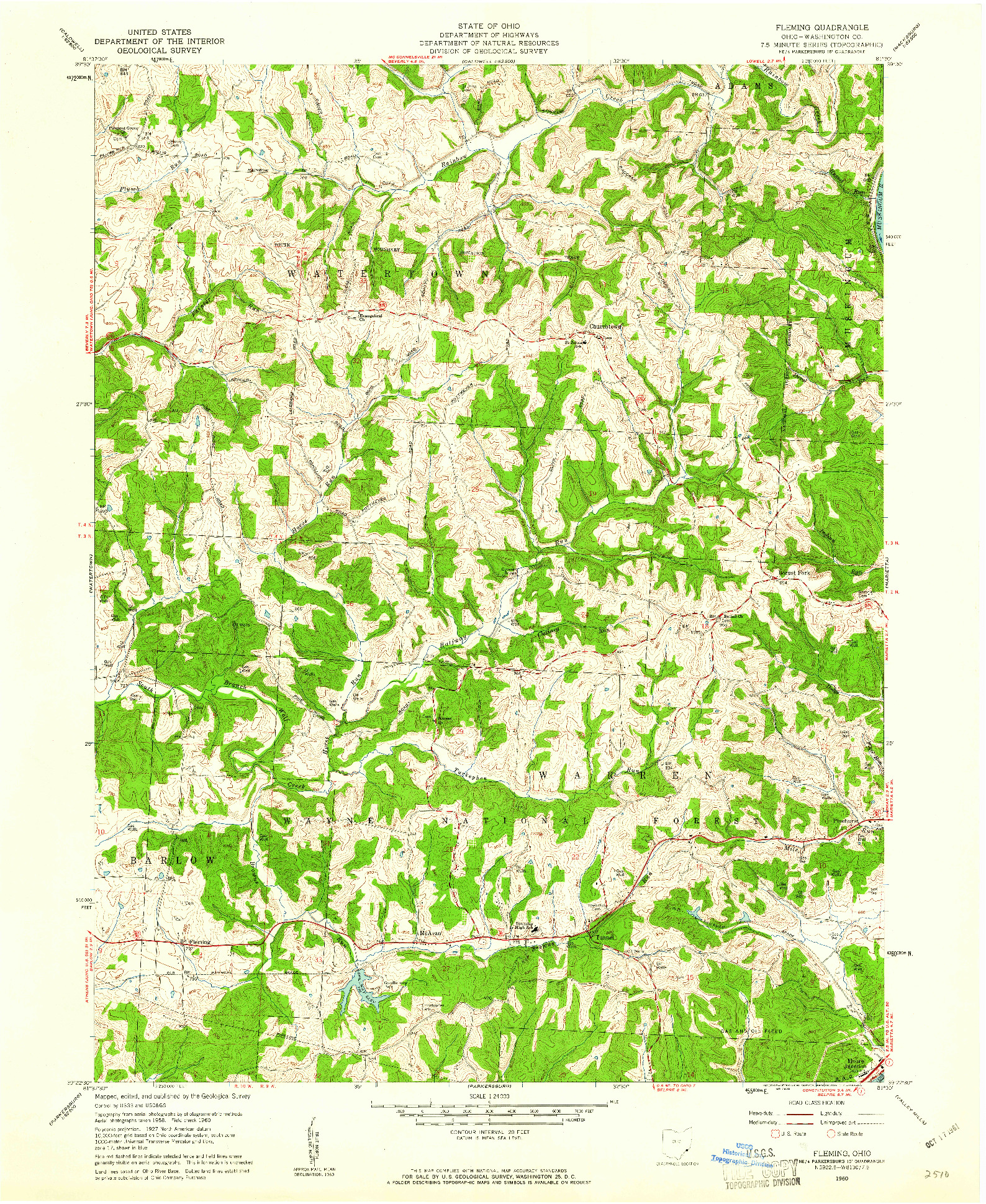 USGS 1:24000-SCALE QUADRANGLE FOR FLEMING, OH 1960