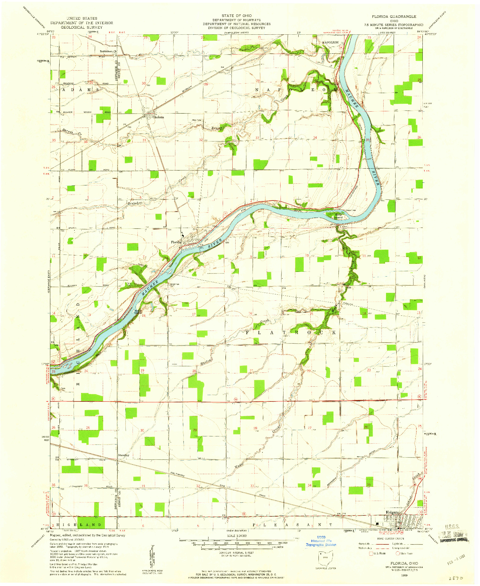 USGS 1:24000-SCALE QUADRANGLE FOR FLORIDA, OH 1959