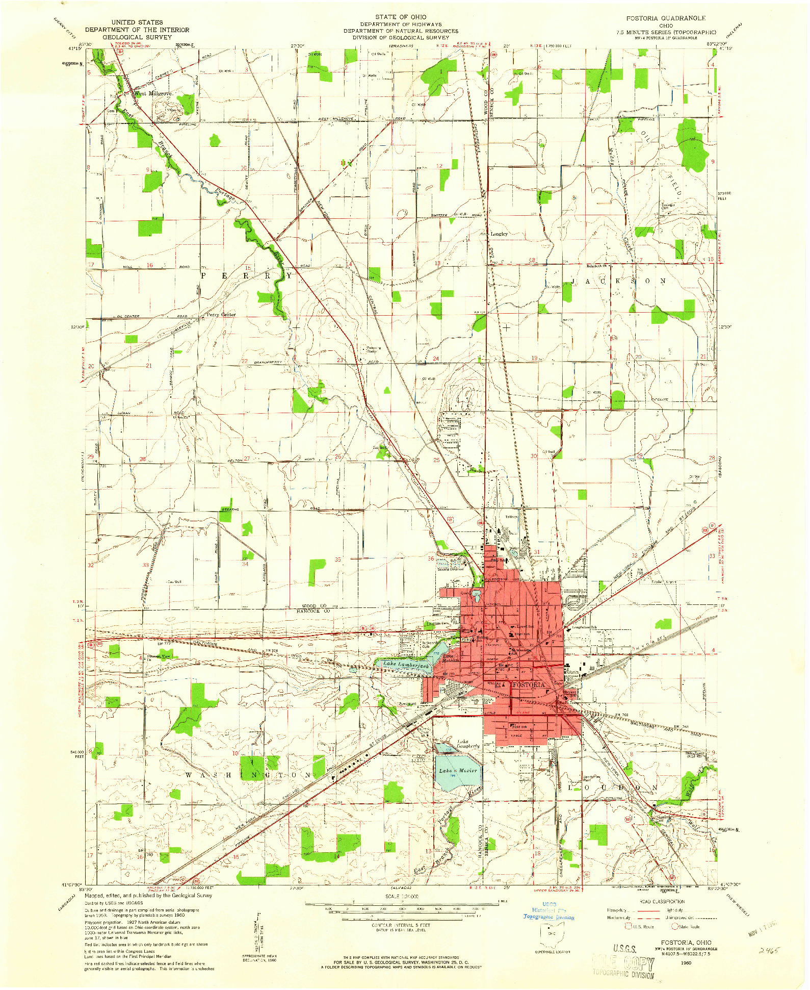 USGS 1:24000-SCALE QUADRANGLE FOR FOSTORIA, OH 1960