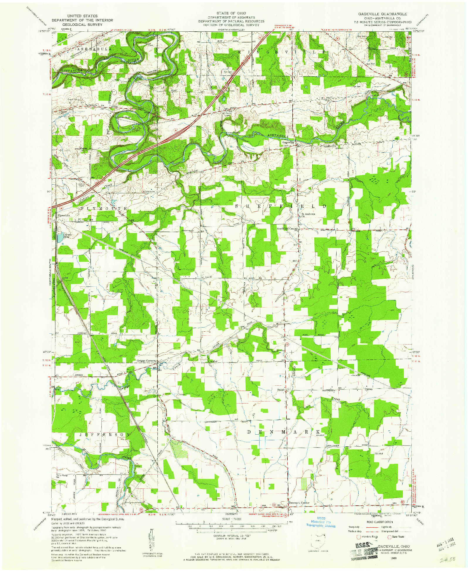 USGS 1:24000-SCALE QUADRANGLE FOR GAGEVILLE, OH 1960