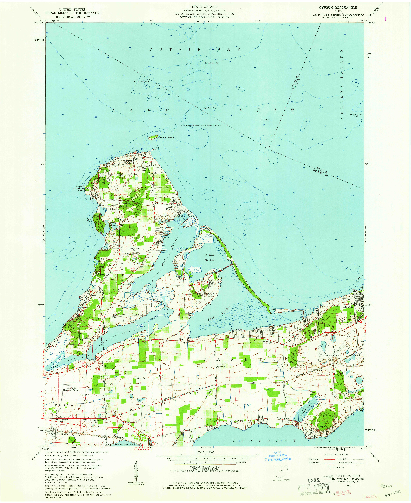 USGS 1:24000-SCALE QUADRANGLE FOR GYPSUM, OH 1959