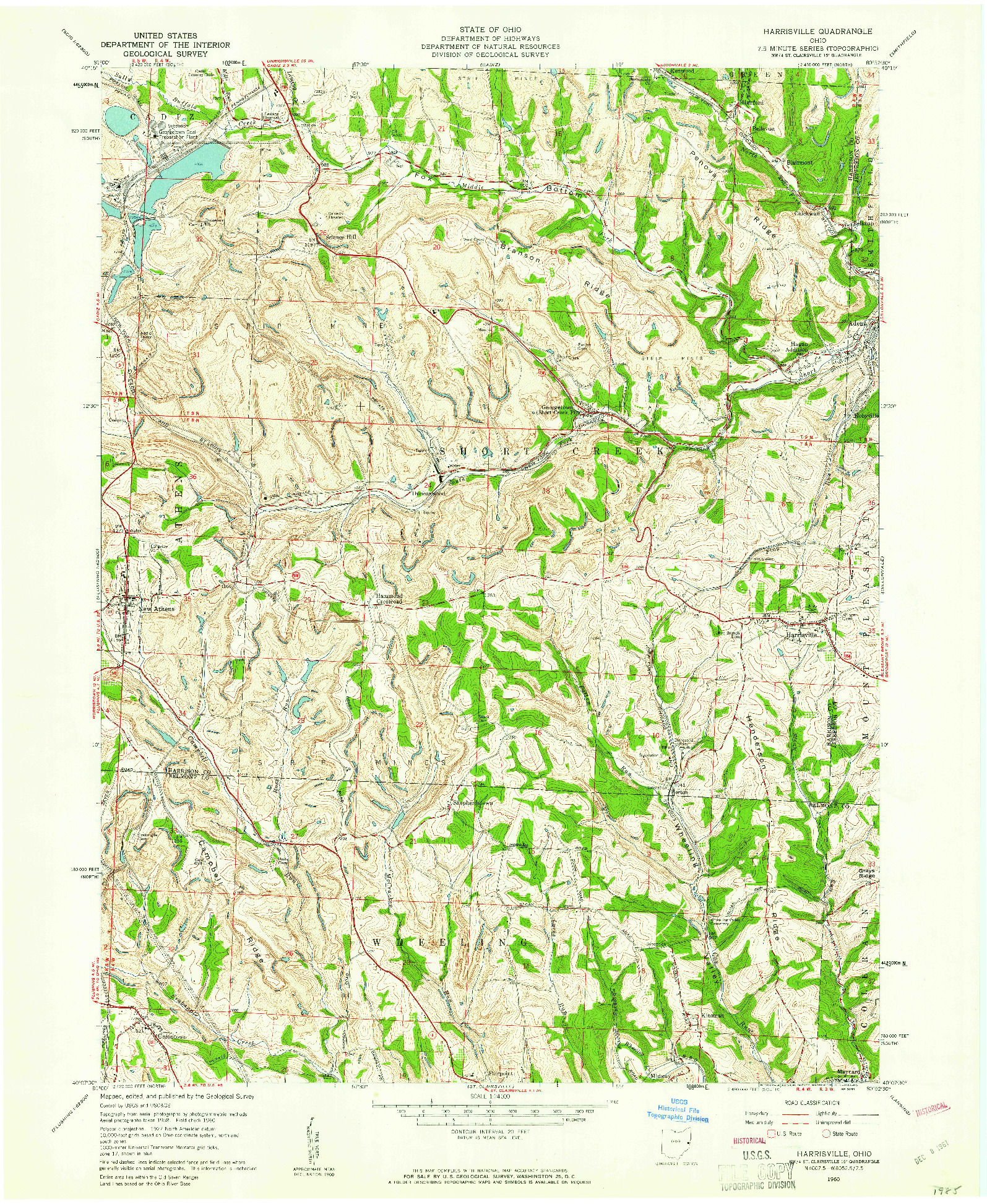 USGS 1:24000-SCALE QUADRANGLE FOR HARRISVILLE, OH 1960