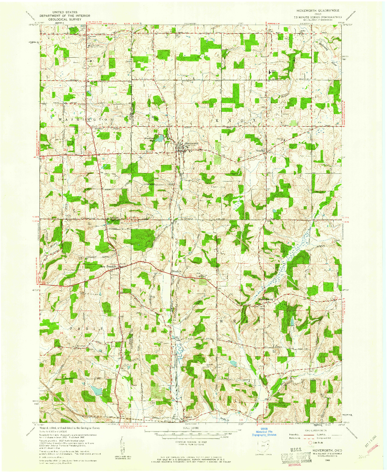 USGS 1:24000-SCALE QUADRANGLE FOR HOMEWORTH, OH 1960