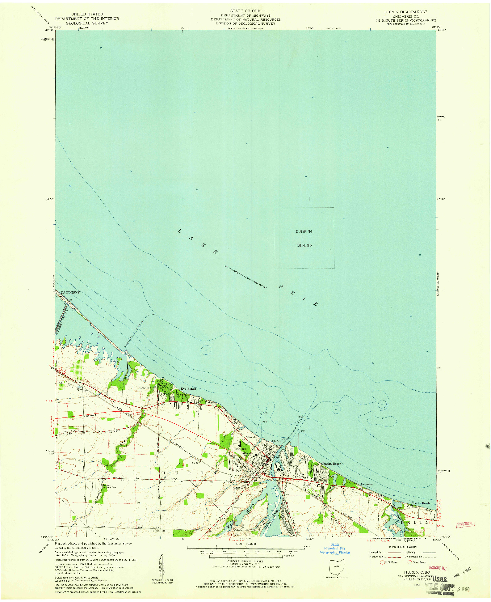 USGS 1:24000-SCALE QUADRANGLE FOR HURON, OH 1959