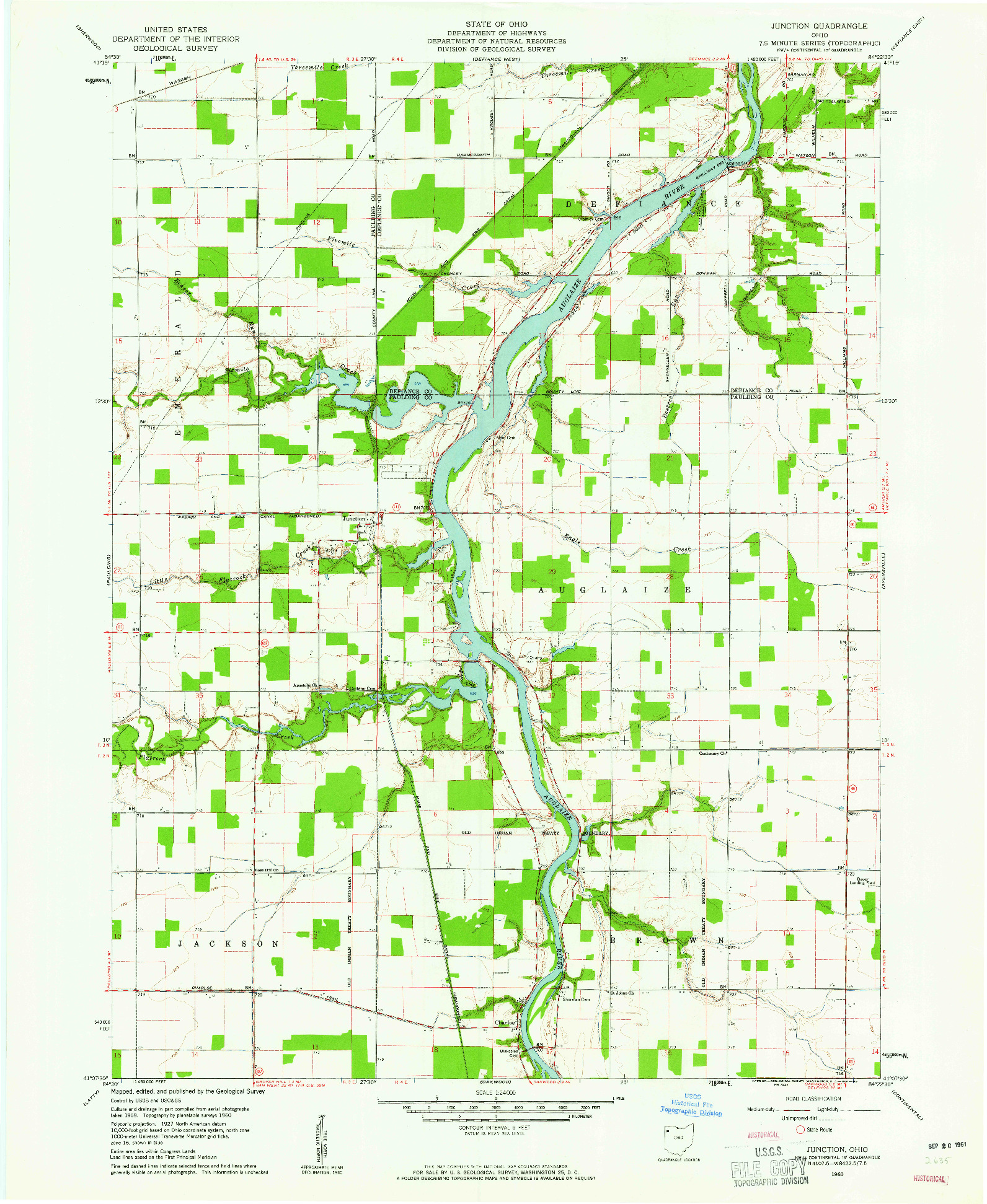 USGS 1:24000-SCALE QUADRANGLE FOR JUNCTION, OH 1960