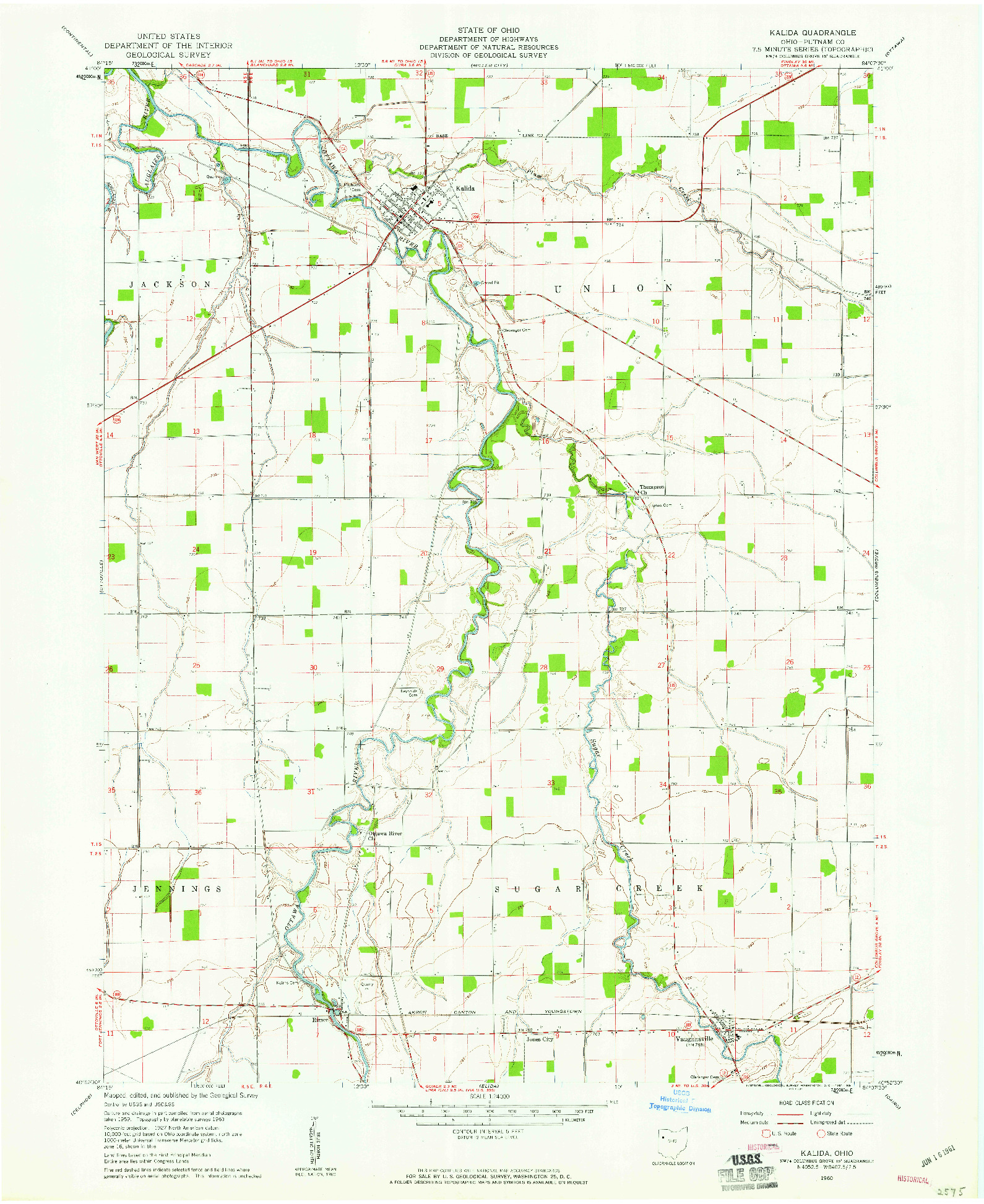 USGS 1:24000-SCALE QUADRANGLE FOR KALIDA, OH 1960