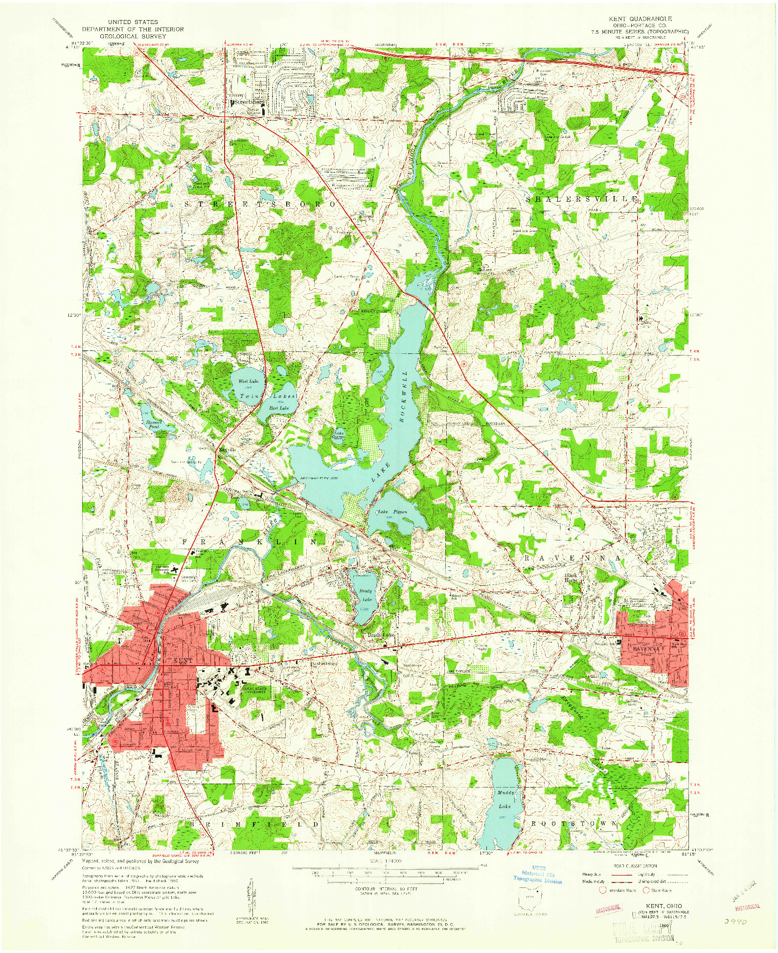 USGS 1:24000-SCALE QUADRANGLE FOR KENT, OH 1960