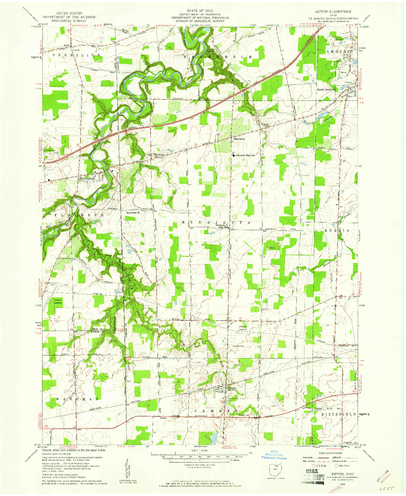 USGS 1:24000-SCALE QUADRANGLE FOR KIPTON, OH 1959