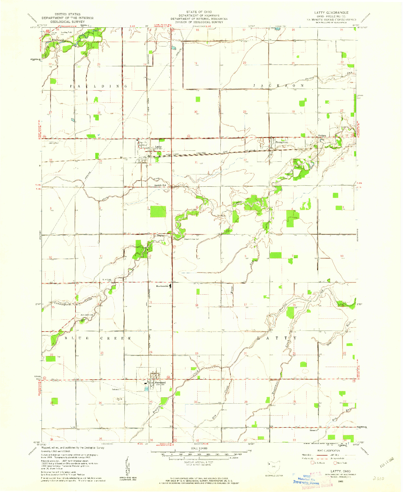 USGS 1:24000-SCALE QUADRANGLE FOR LATTY, OH 1960