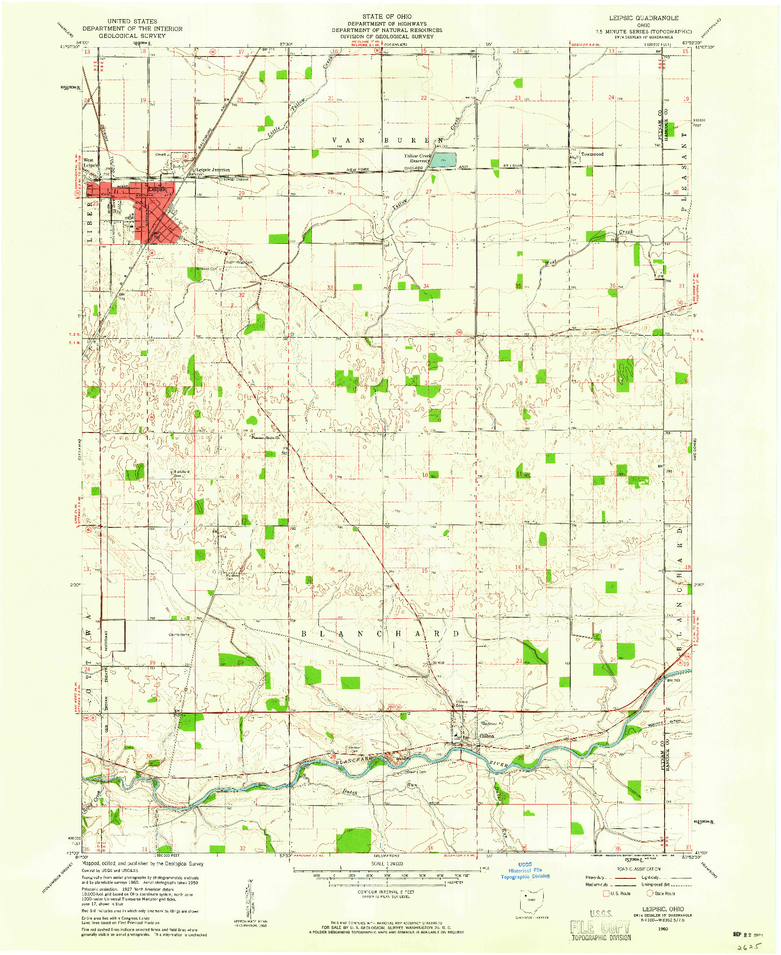 USGS 1:24000-SCALE QUADRANGLE FOR LEIPSIC, OH 1960