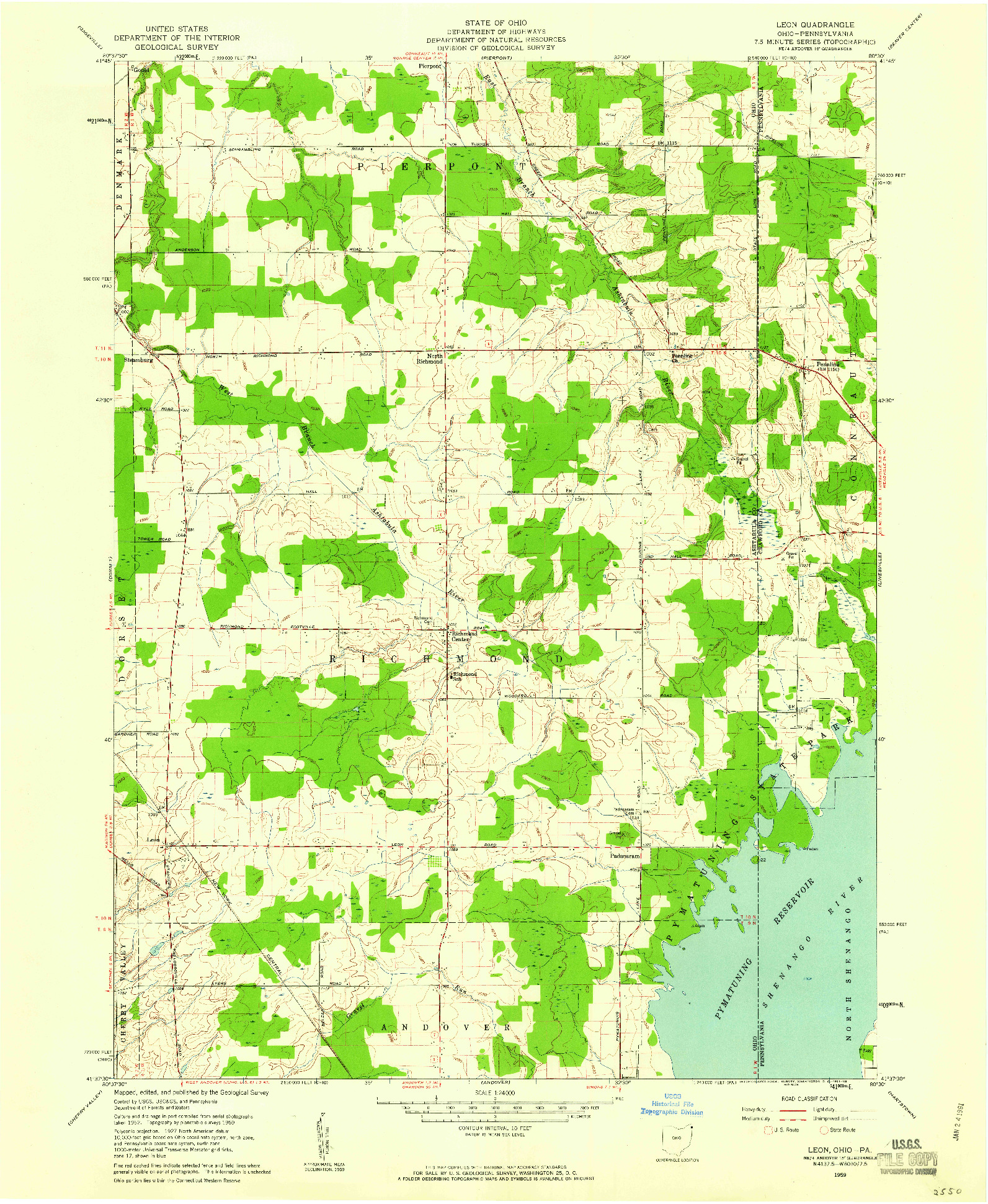 USGS 1:24000-SCALE QUADRANGLE FOR LEON, OH 1959