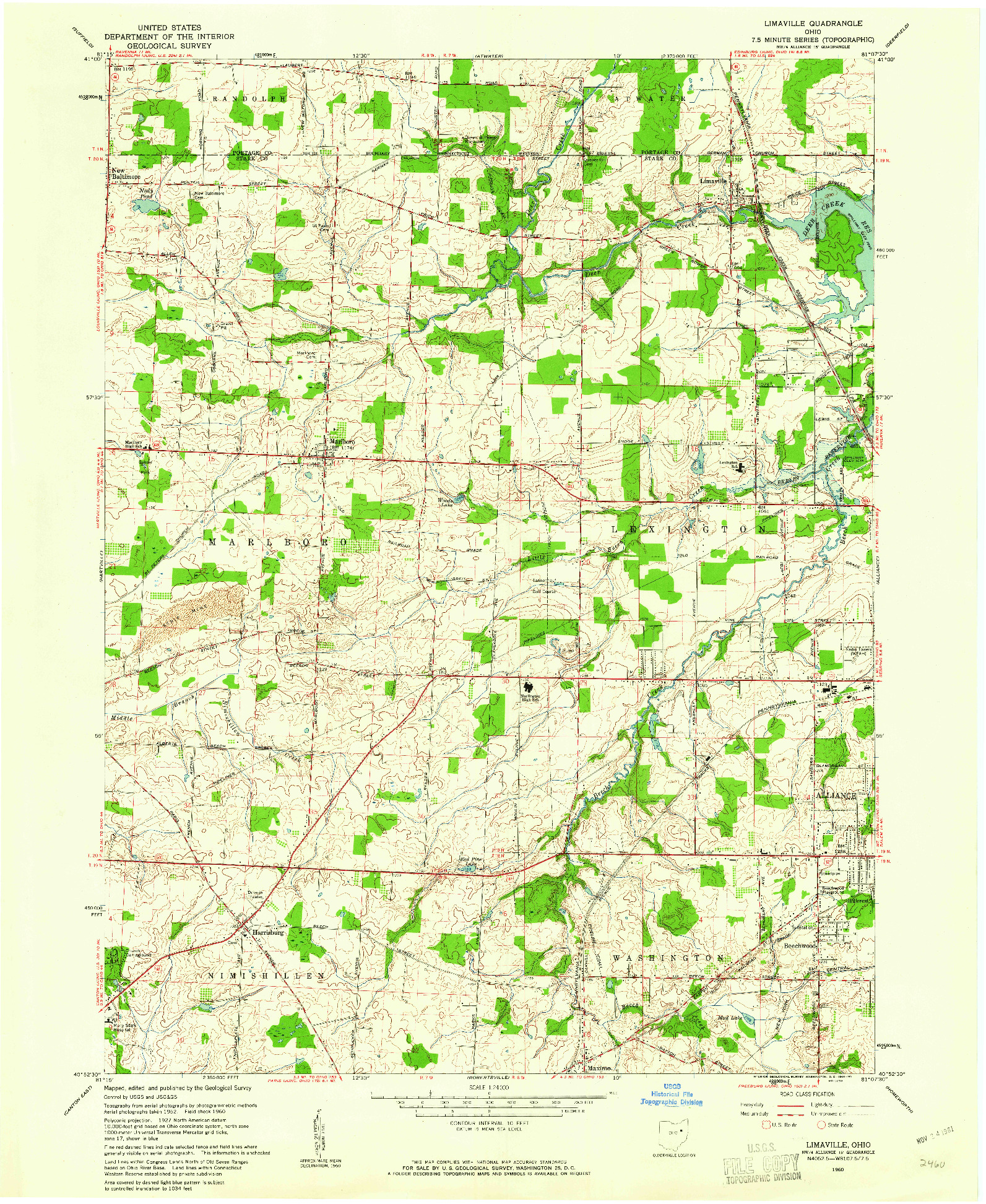 USGS 1:24000-SCALE QUADRANGLE FOR LIMAVILLE, OH 1960