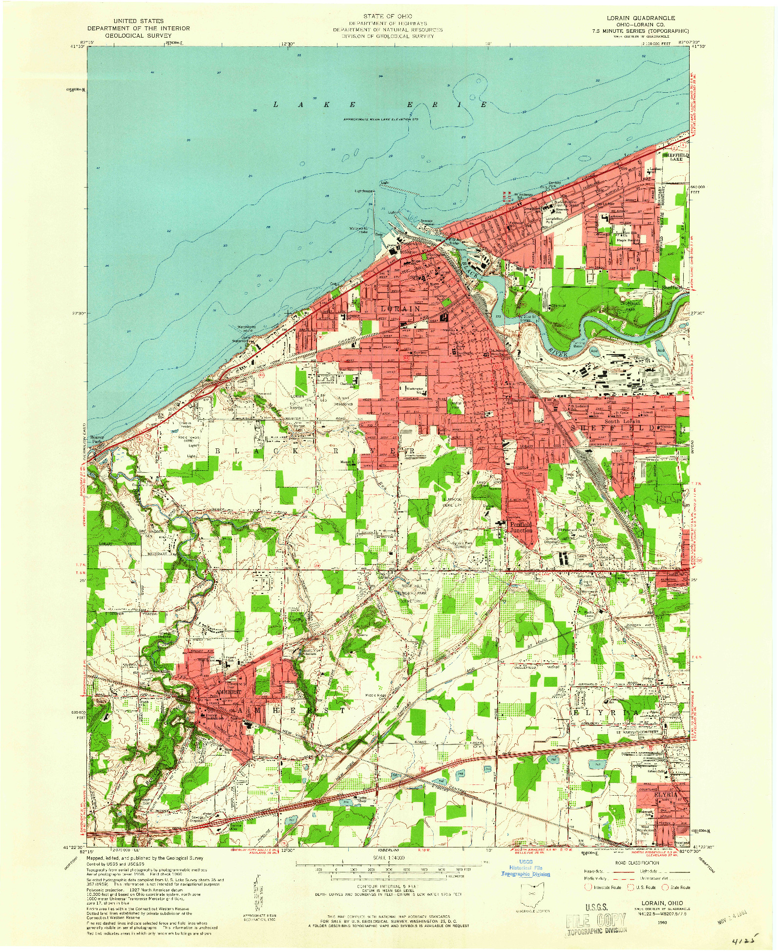 USGS 1:24000-SCALE QUADRANGLE FOR LORAIN, OH 1960