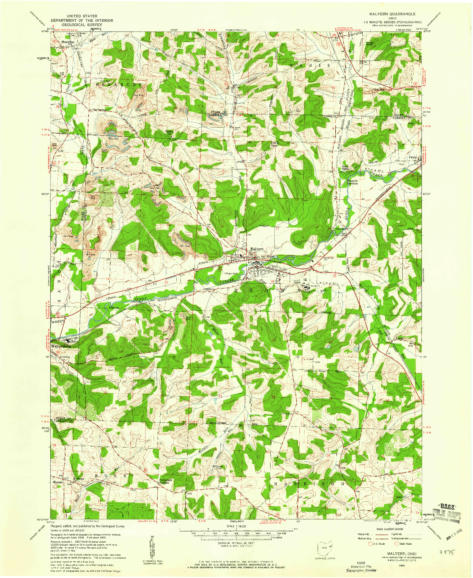 USGS 1:24000-SCALE QUADRANGLE FOR MALVERN, OH 1960