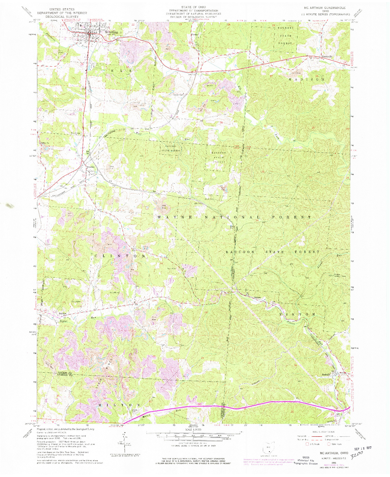 USGS 1:24000-SCALE QUADRANGLE FOR MC ARTHUR, OH 1961