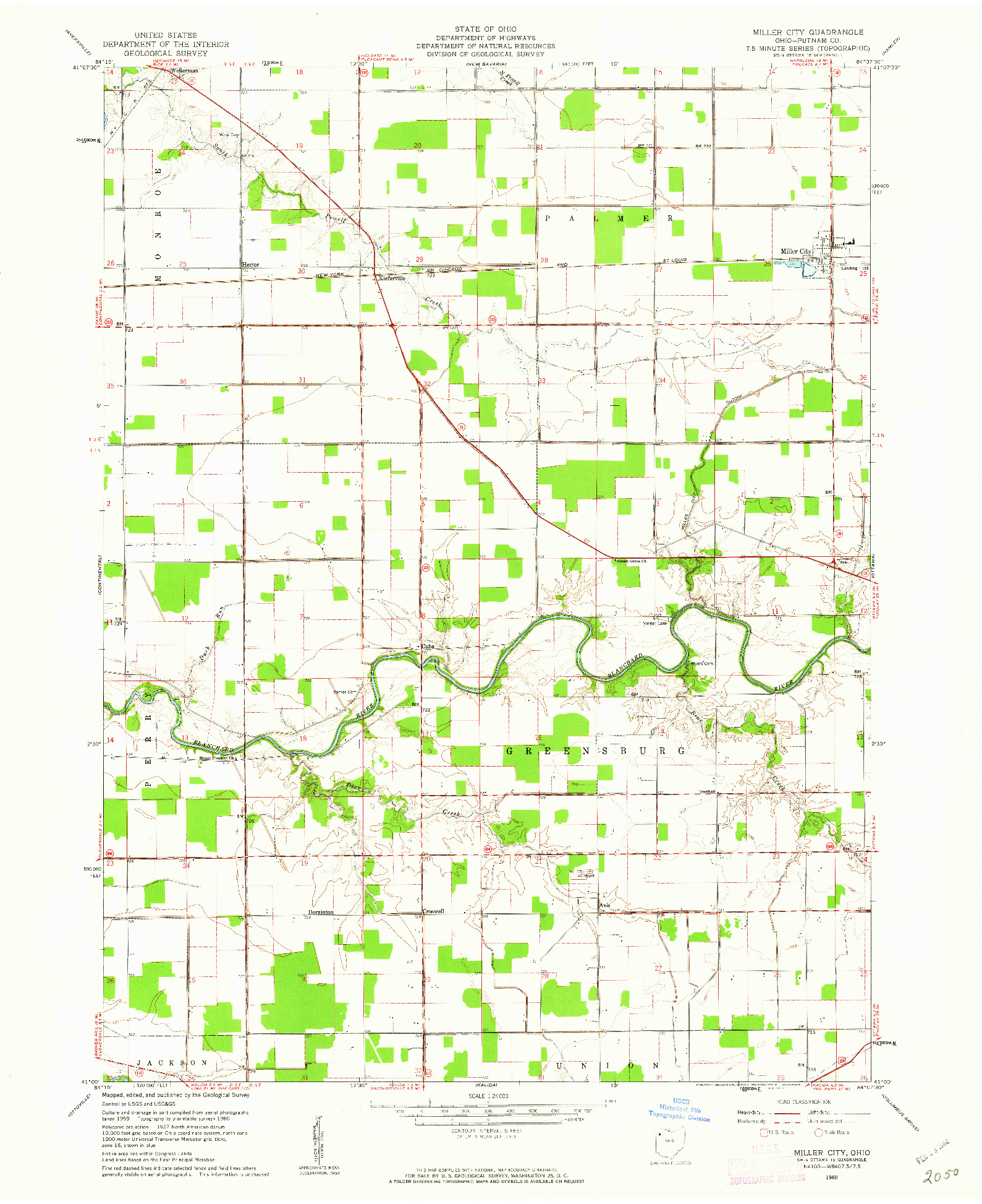 USGS 1:24000-SCALE QUADRANGLE FOR MILLER CITY, OH 1960