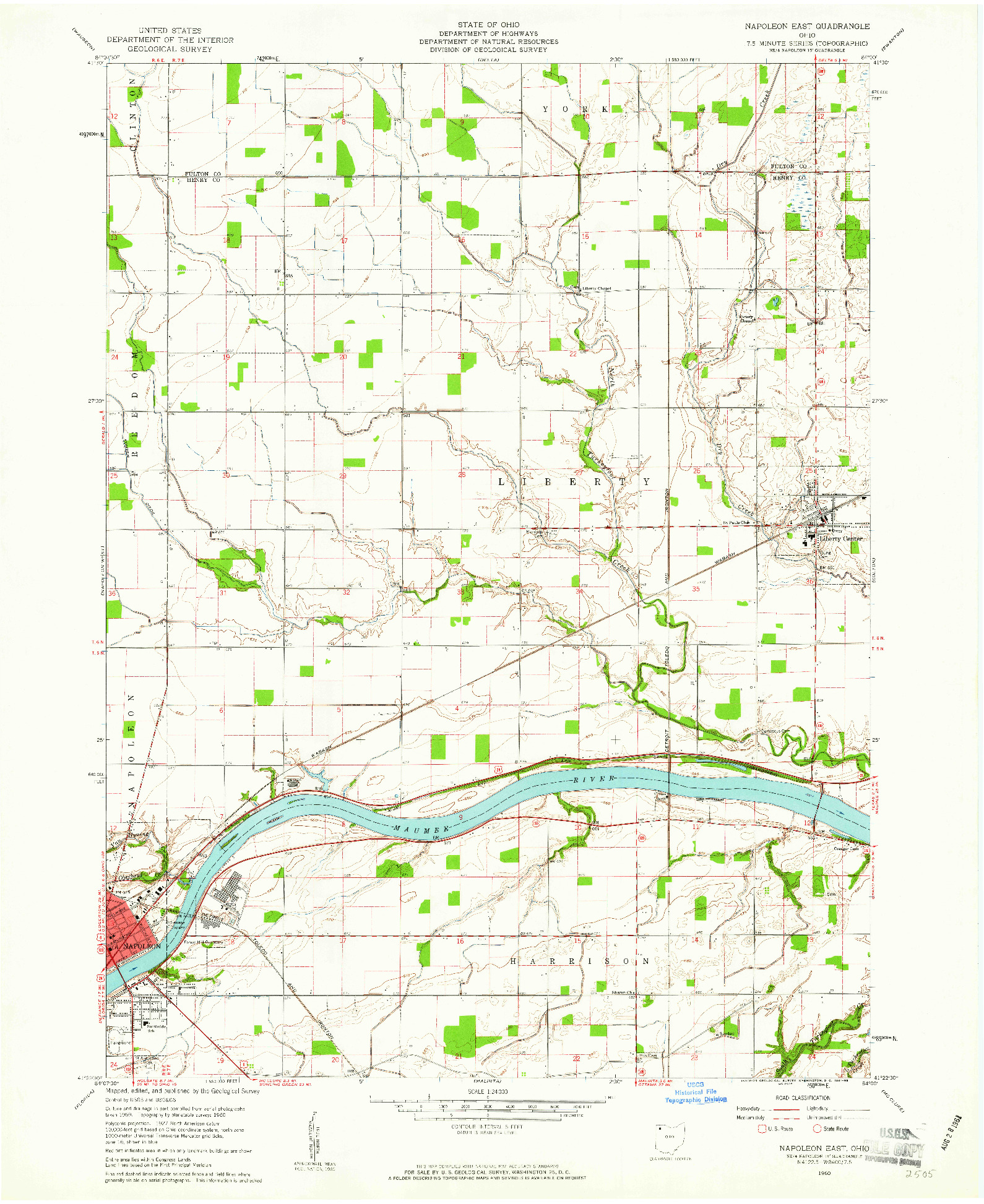 USGS 1:24000-SCALE QUADRANGLE FOR NAPOLEON EAST, OH 1960