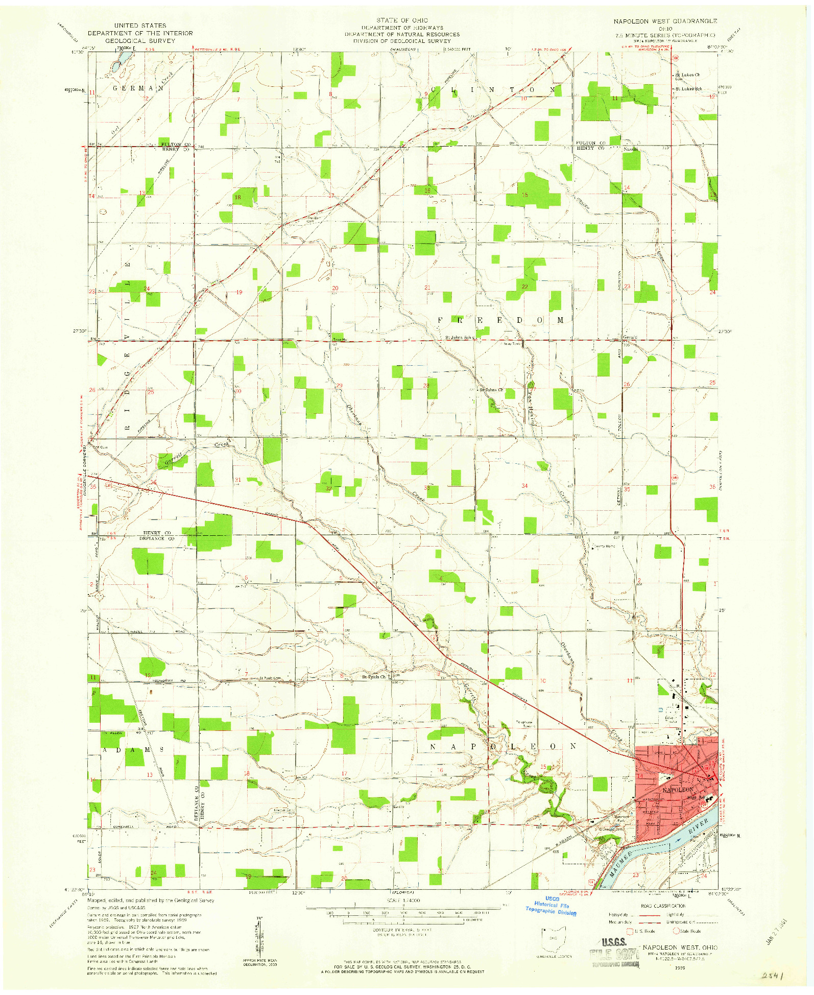 USGS 1:24000-SCALE QUADRANGLE FOR NAPOLEON WEST, OH 1959