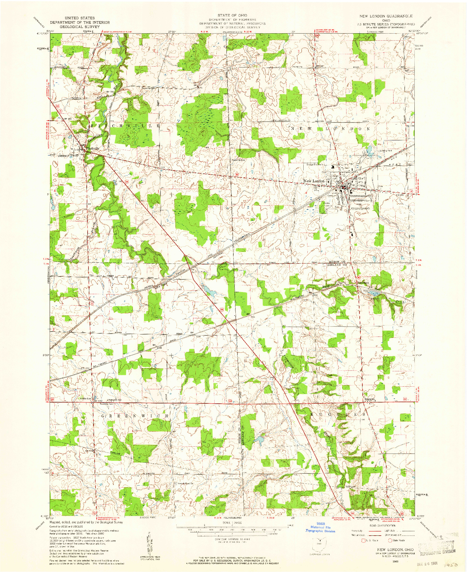 USGS 1:24000-SCALE QUADRANGLE FOR NEW LONDON, OH 1960