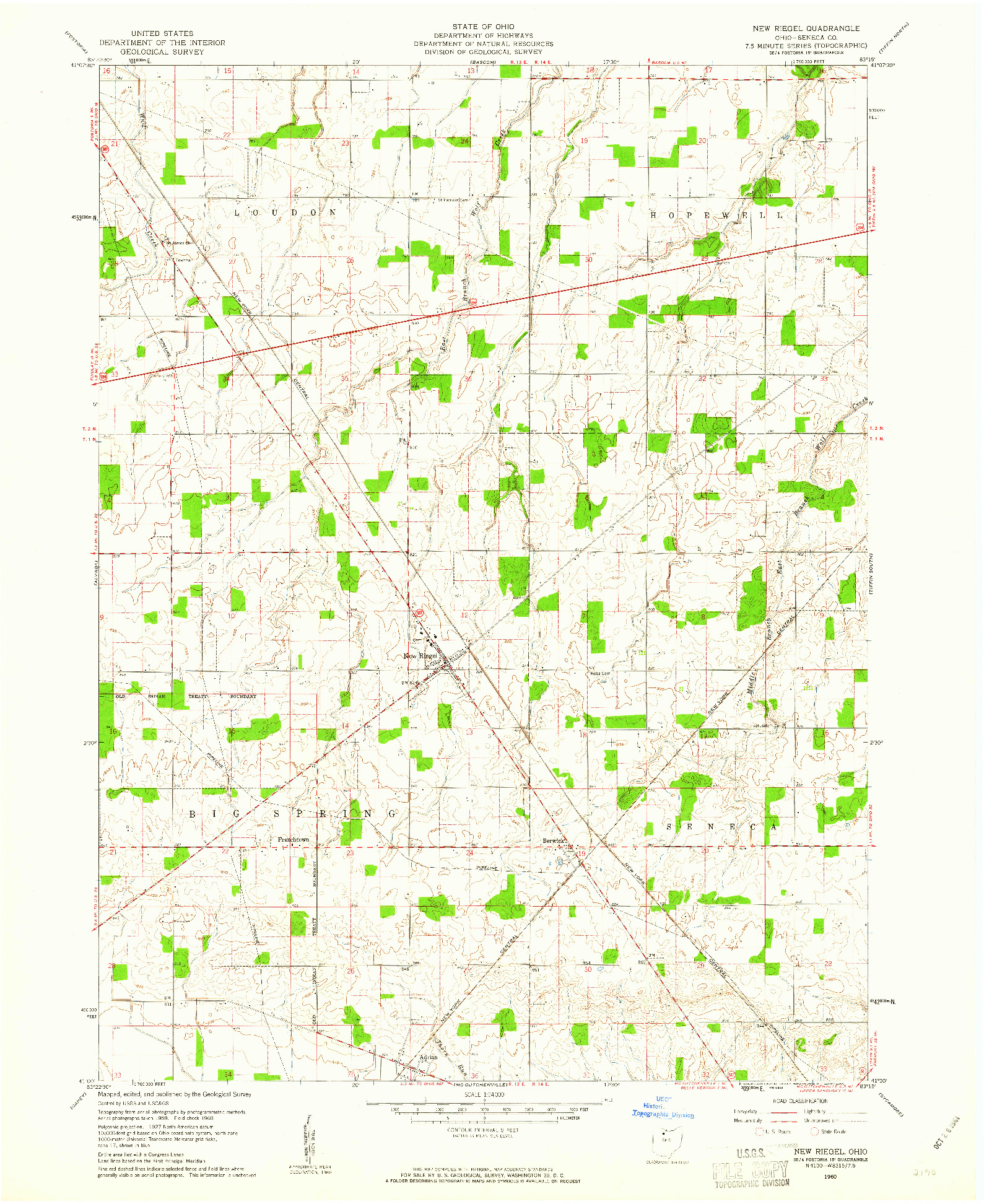 USGS 1:24000-SCALE QUADRANGLE FOR NEW RIEGEL, OH 1960