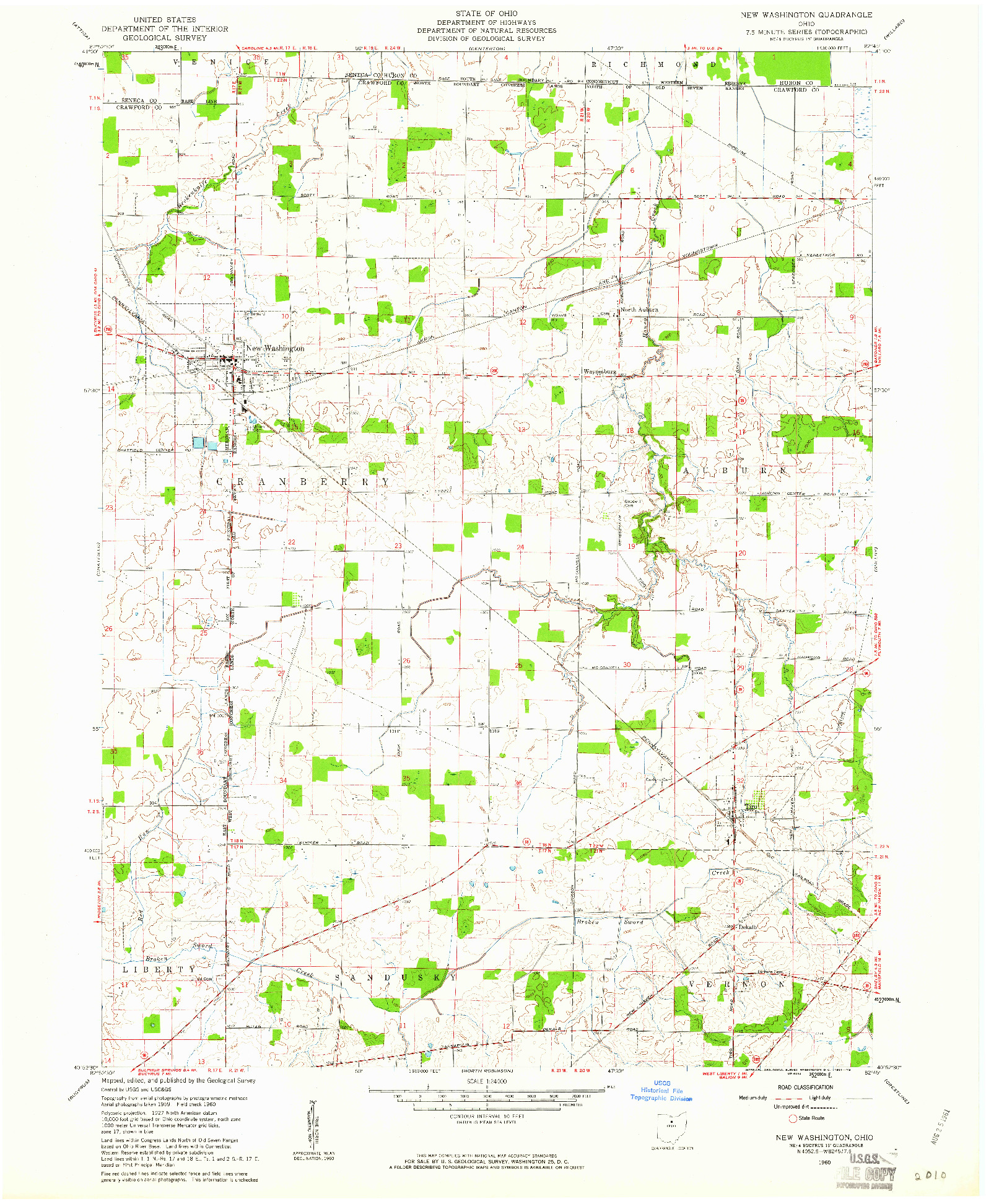 USGS 1:24000-SCALE QUADRANGLE FOR NEW WASHINGTON, OH 1960