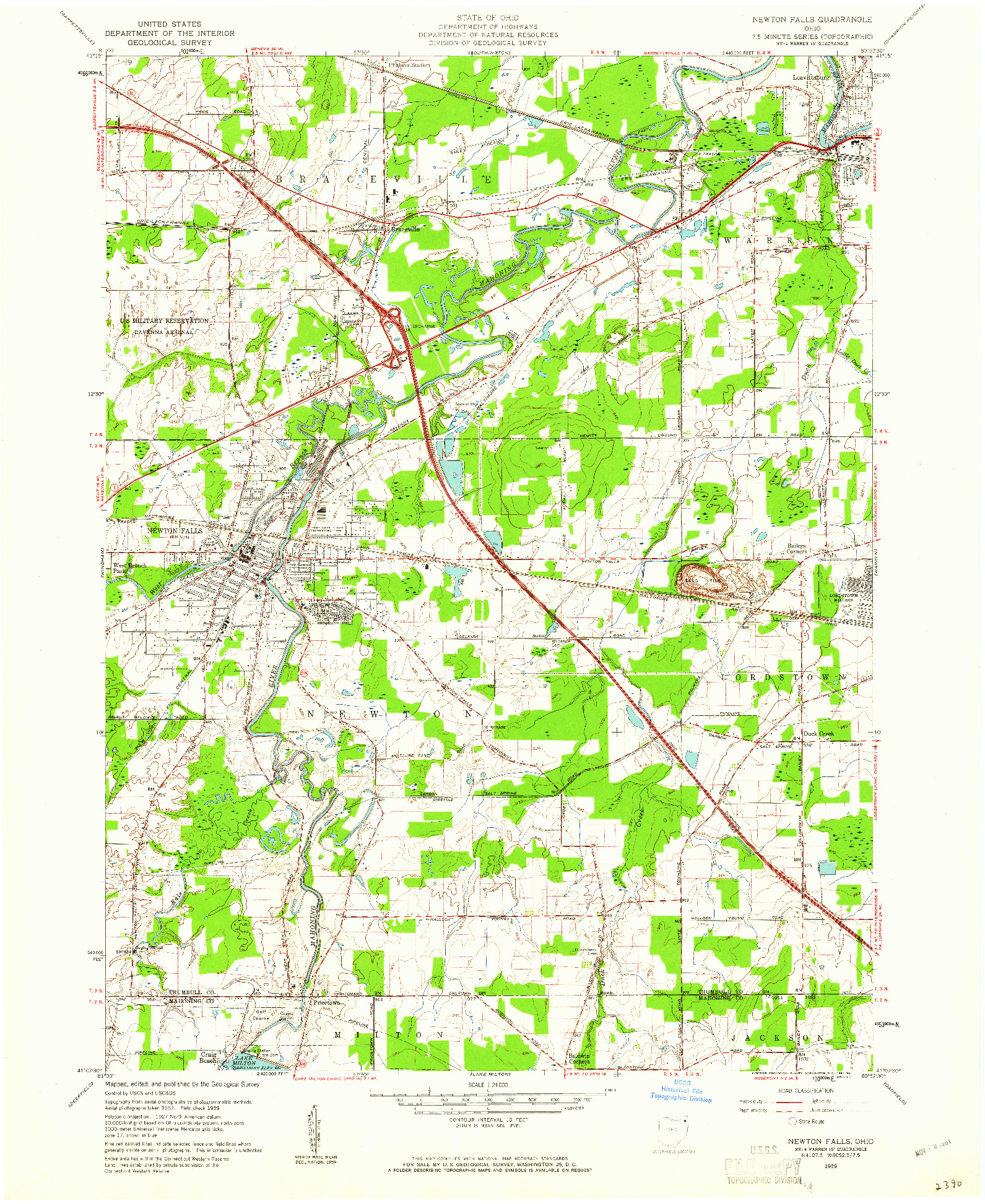 USGS 1:24000-SCALE QUADRANGLE FOR NEWTON FALLS, OH 1959