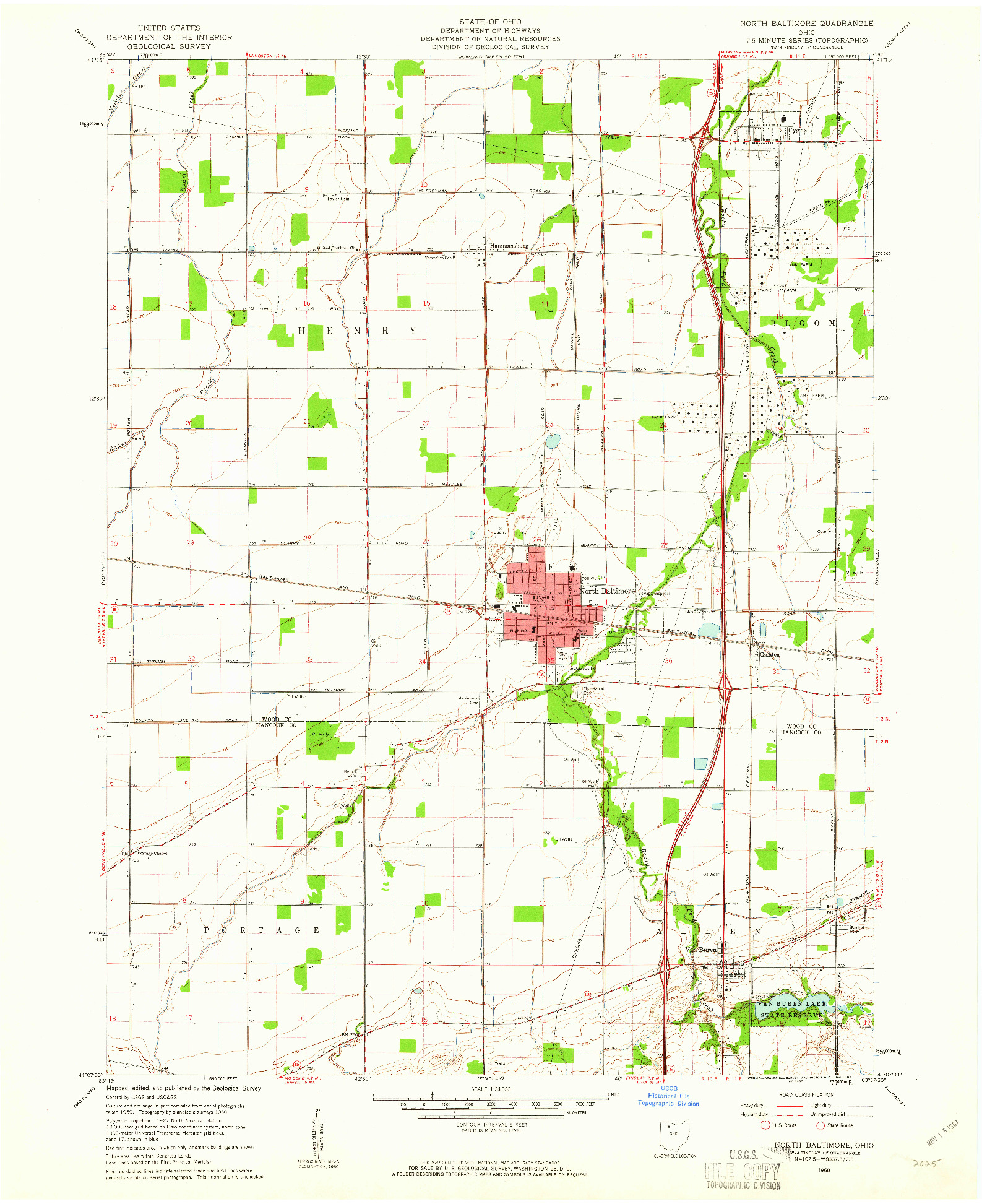 USGS 1:24000-SCALE QUADRANGLE FOR NORTH BALTIMORE, OH 1960