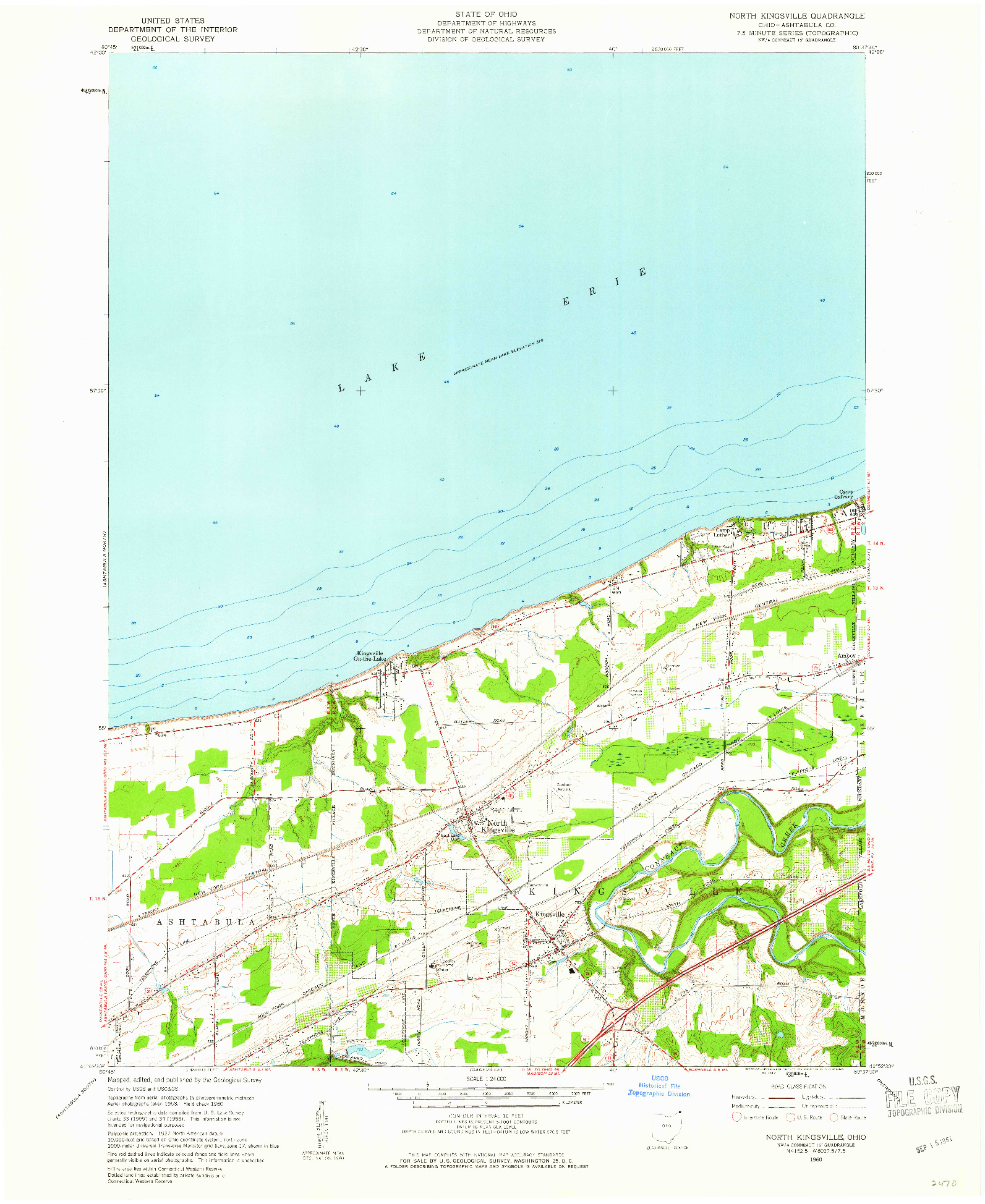 USGS 1:24000-SCALE QUADRANGLE FOR NORTH KINGSVILLE, OH 1960