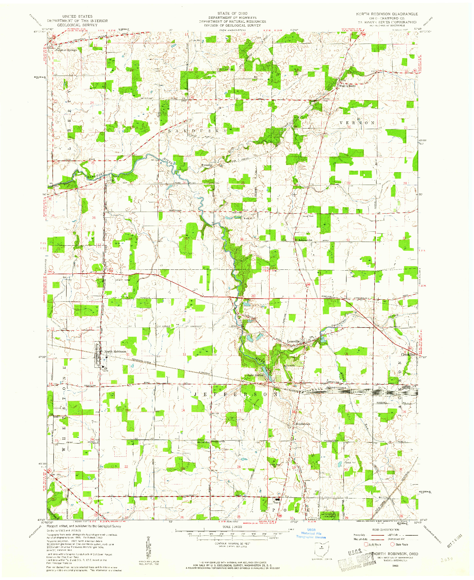 USGS 1:24000-SCALE QUADRANGLE FOR NORTH ROBINSON, OH 1960