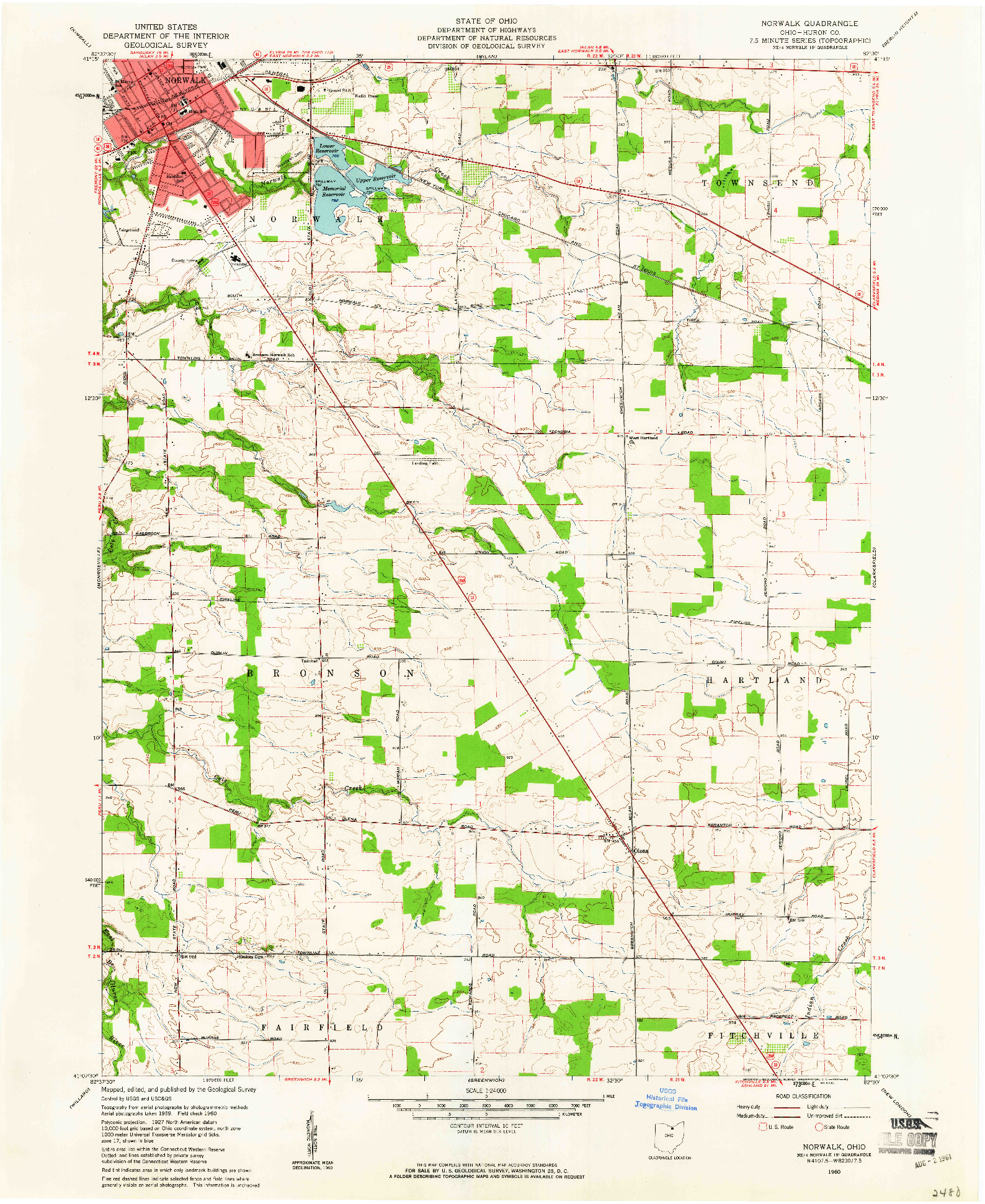 USGS 1:24000-SCALE QUADRANGLE FOR NORWALK, OH 1960