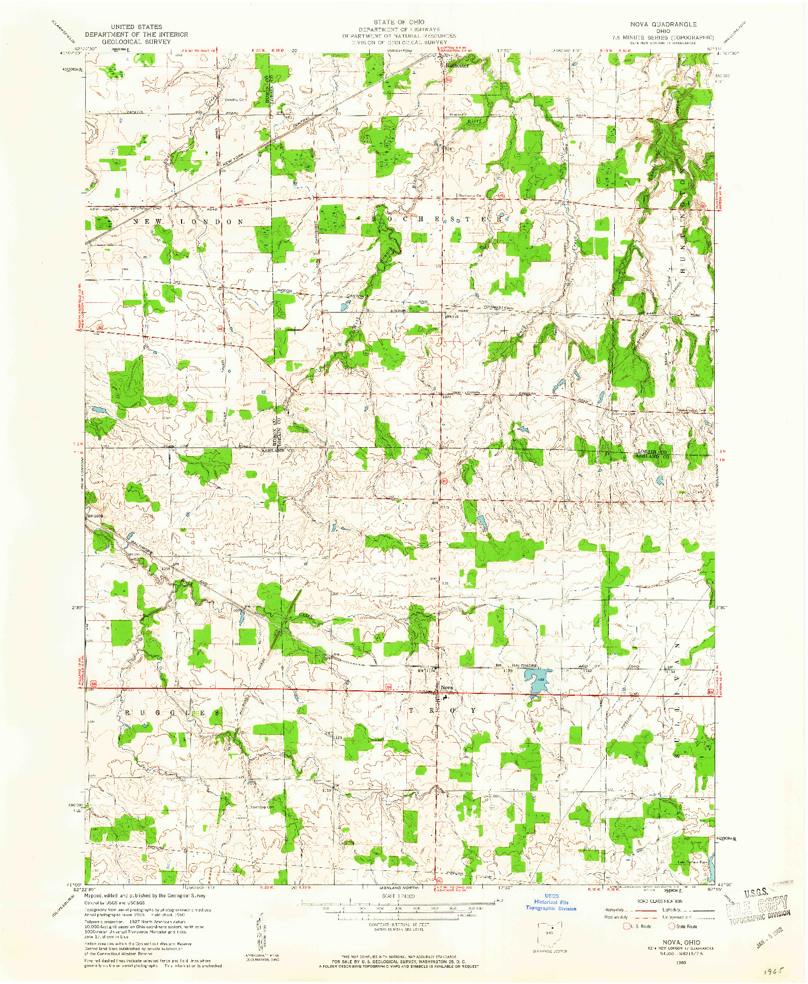 USGS 1:24000-SCALE QUADRANGLE FOR NOVA, OH 1960